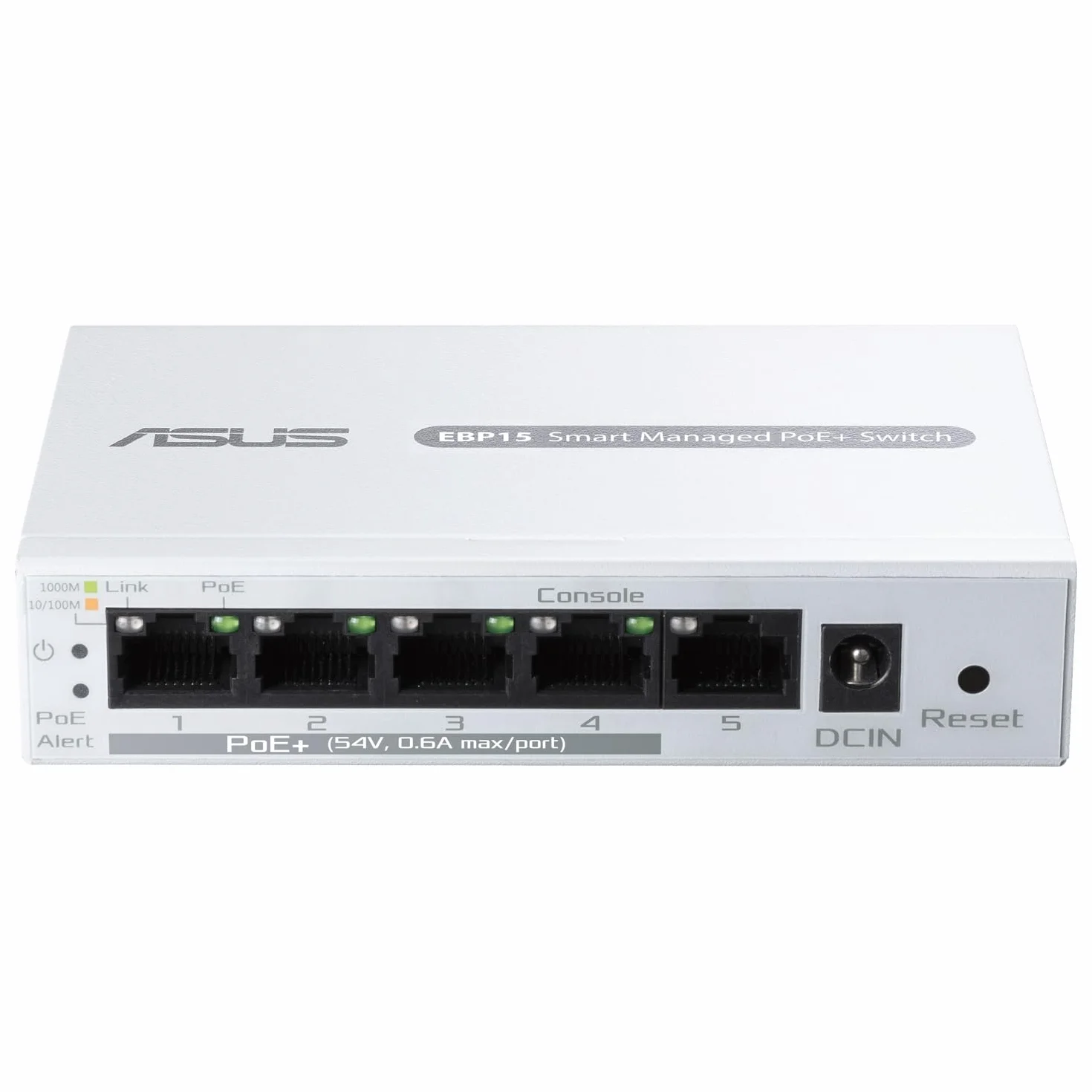 ASUS ExpertWifi EBP15 przełącznik PoE+ do zarządzania 5 portami GbE, 4 porty poe, 60 W, obsługuje punkty dostępowe i kamery IP