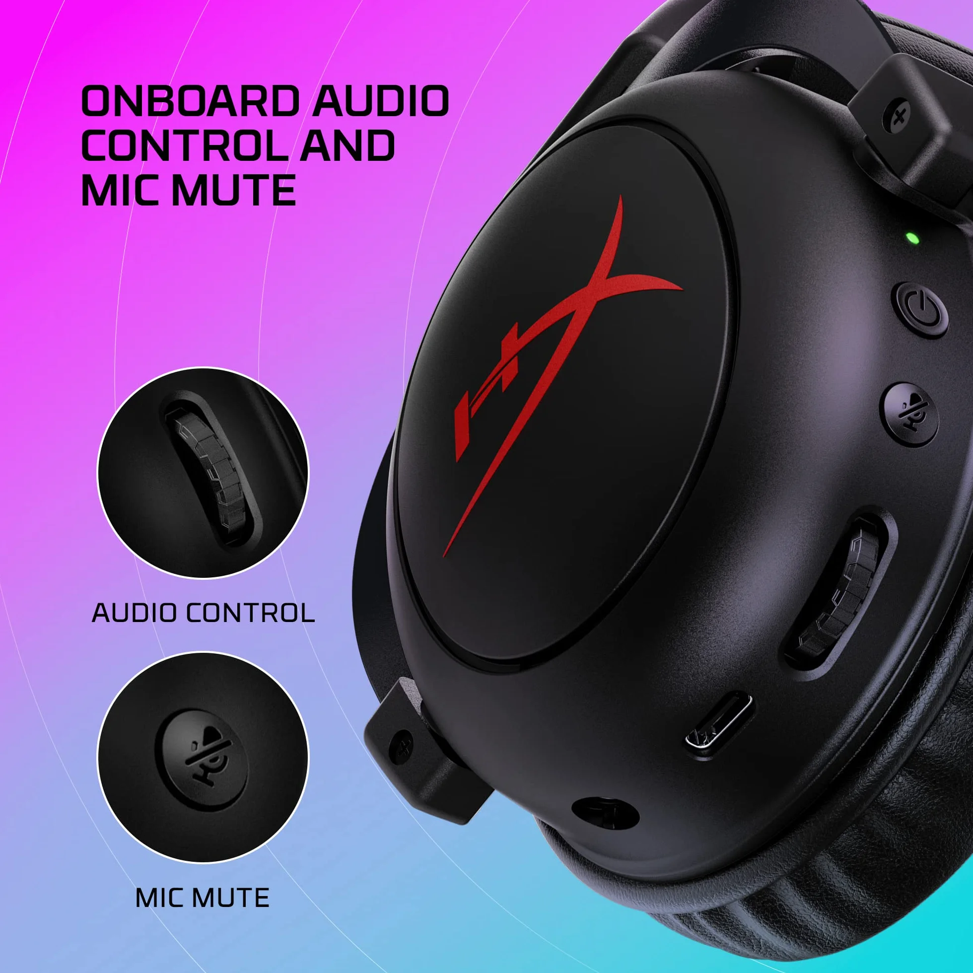 HyperX Cloud II Core Wireless - Zestaw słuchawkowy do gier PC, DTS Headphone: X Space Audio, Memory Pads, Czarny