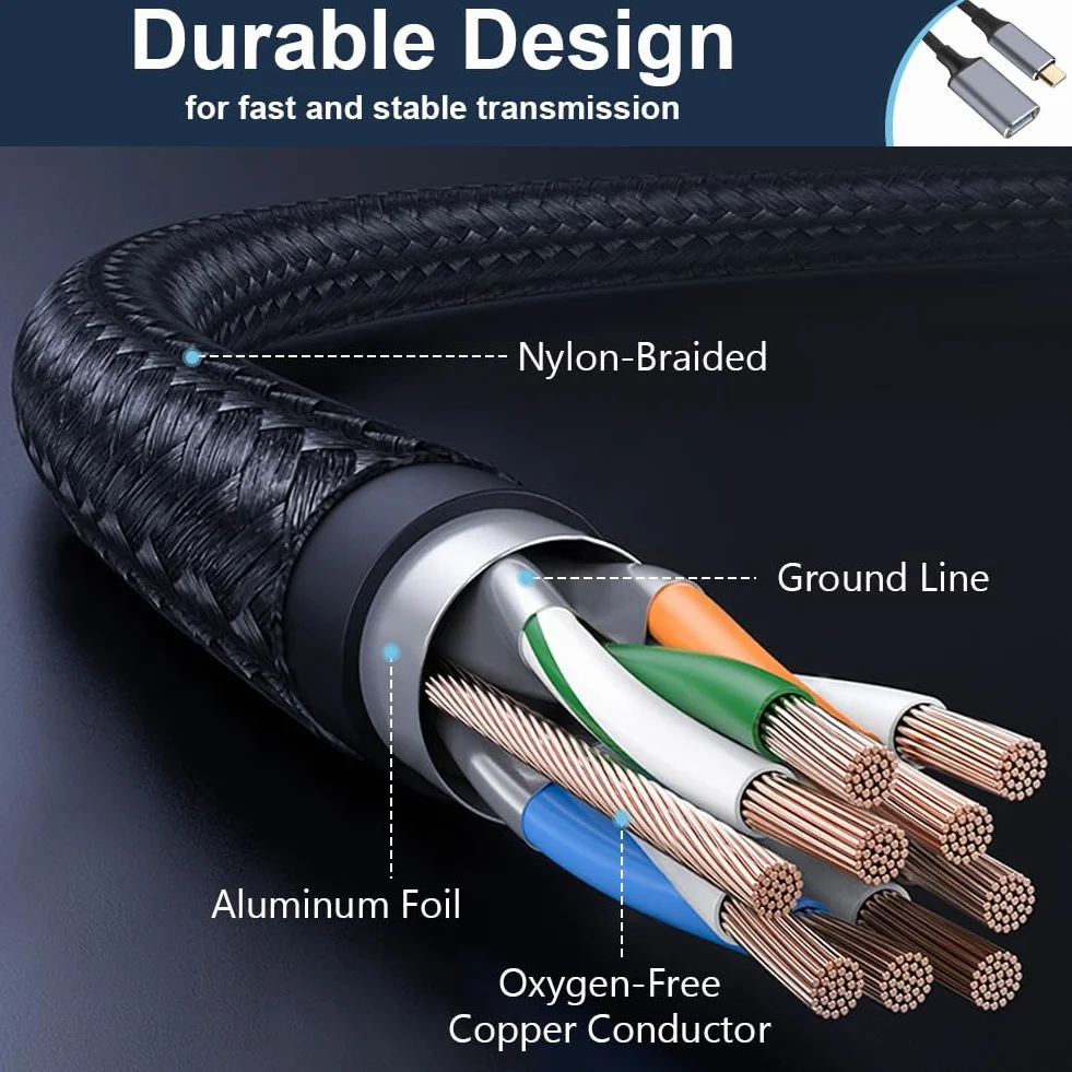 AXFEE Adapter USB C na USB 3.0, 2M USB typ C męski na żeński kabel OTG, kompatybilny z iPhone 16 Pro Max/15 Pro Max, iPad Pro, MacBook Pro/Air, Galaxy S24/S23 Ultra, Hua-wei