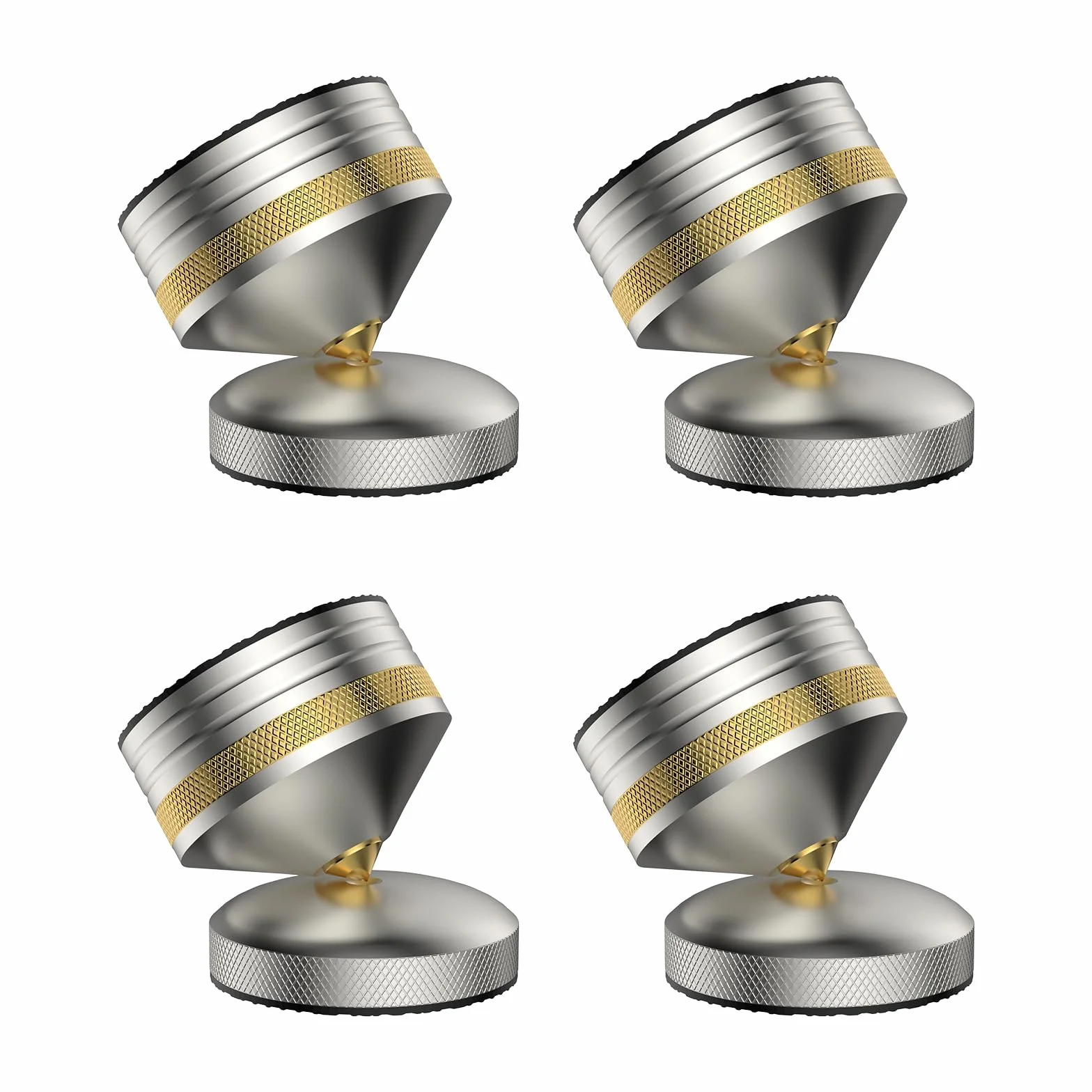 Tertullus 4 sztuki HiFi nóżki izolacyjne 39 x 33 mm, aluminiowe podkładki izolacyjne, stojak na głośniki, amortyzatory z regulacją wysokości, do wzmacniaczy, gramofonów, urządzeń DAC, kolor srebrny