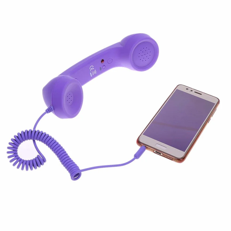 Zestaw słuchawkowy w stylu retro z głośnikiem, mikrofonem, słuchawki do smartfonów i telefonów komórkowych, tabletów, komputerów PC, retro okablowane słuchawki telefoniczne, antyadrowanie, 3,5 mm
