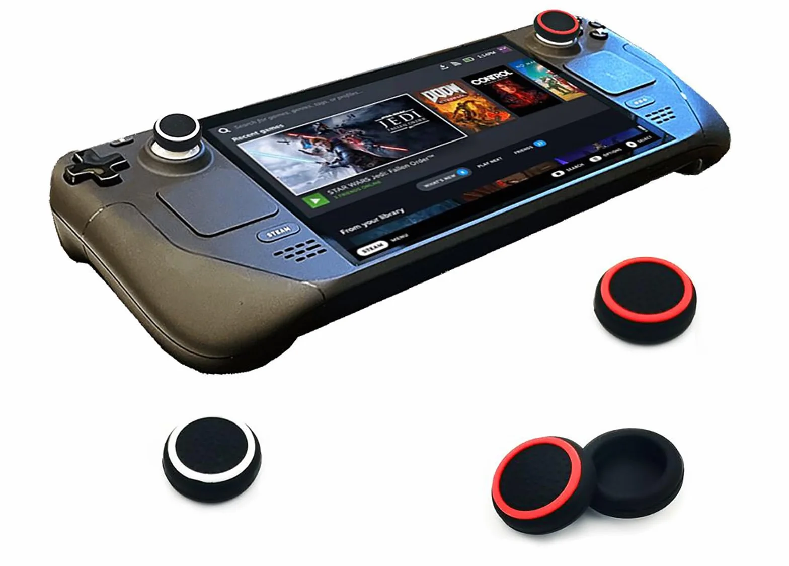 GIOPUEY Nakładki na joystick kompatybilne z Lenovo Legion Go, 4 sztuki, silikonowe nakładki ochronne, miękkie, antypoślizgowe - czarny/czerwony + czarny/biały
