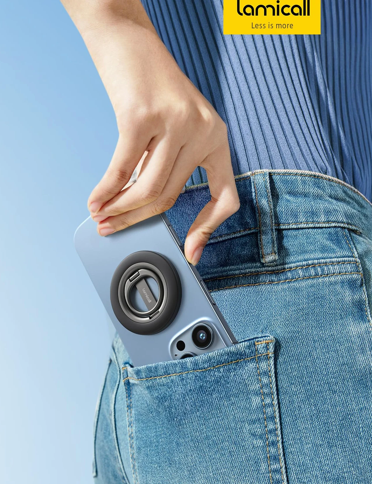 Lamicall Magnetyczny Pierścień Podstawka do Telefonu – [Ulepszona Podwójna Zawiasa] Obrotowa o 360° Uchwyt Ręczny do Telefonu, Podstawka o Silnym Magnesie dla serii iPhone 17/16/15/14/13/12