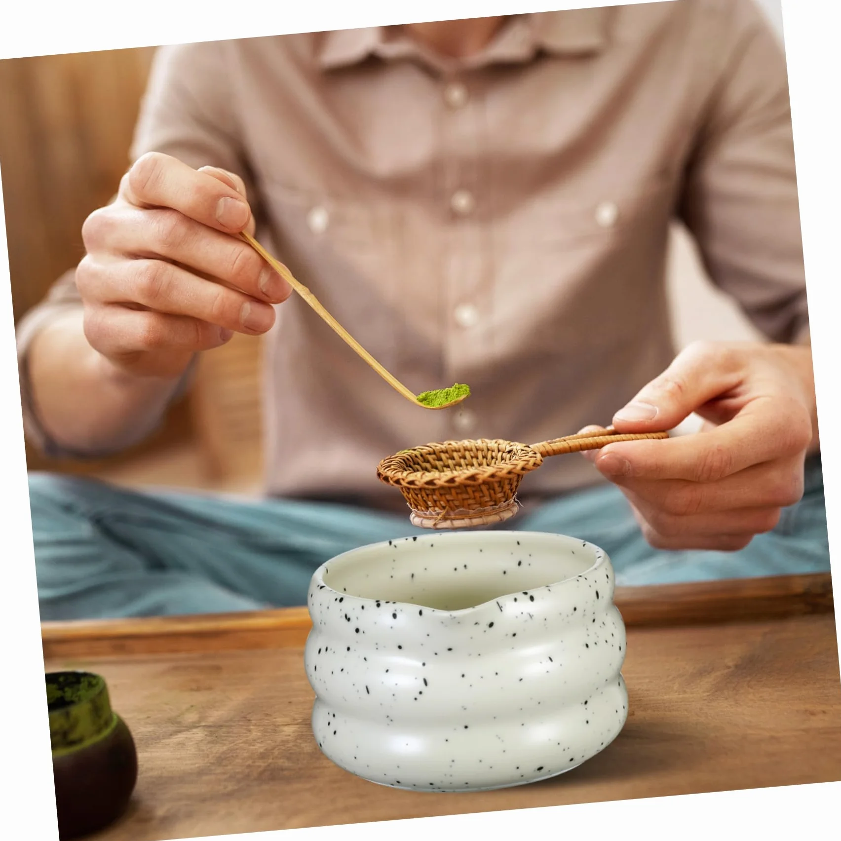 Amosfun 1 zestaw japoński zestaw do herbaty matcha ceramiczny uchwyt na trzepaczkę do tradycyjnego przygotowania matchy dziadka urodziny podnieś swój rytuał herbaty z elegancją