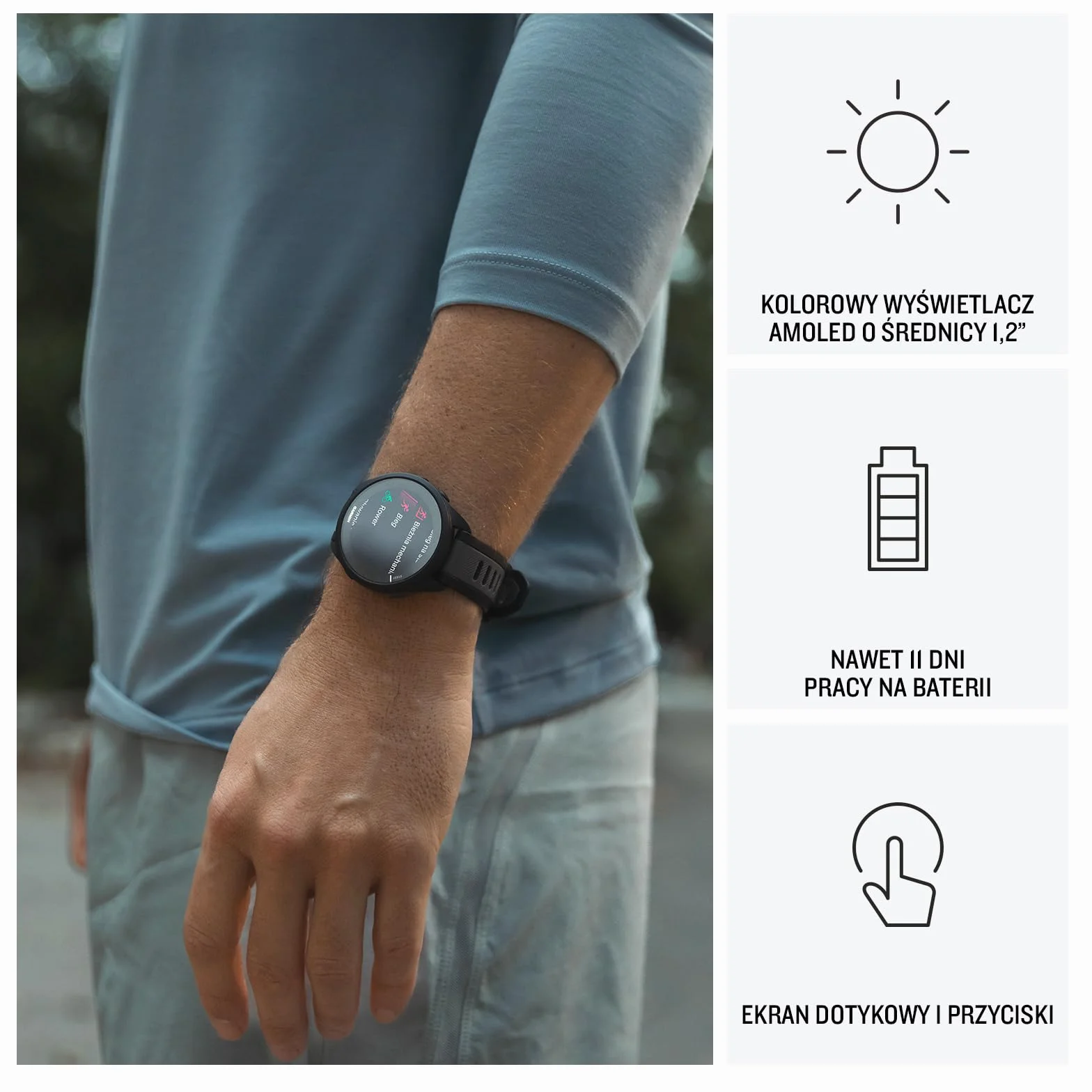 Garmin Forerunner 165 Smartwatch do Biegania GPS AMOLED Czarny