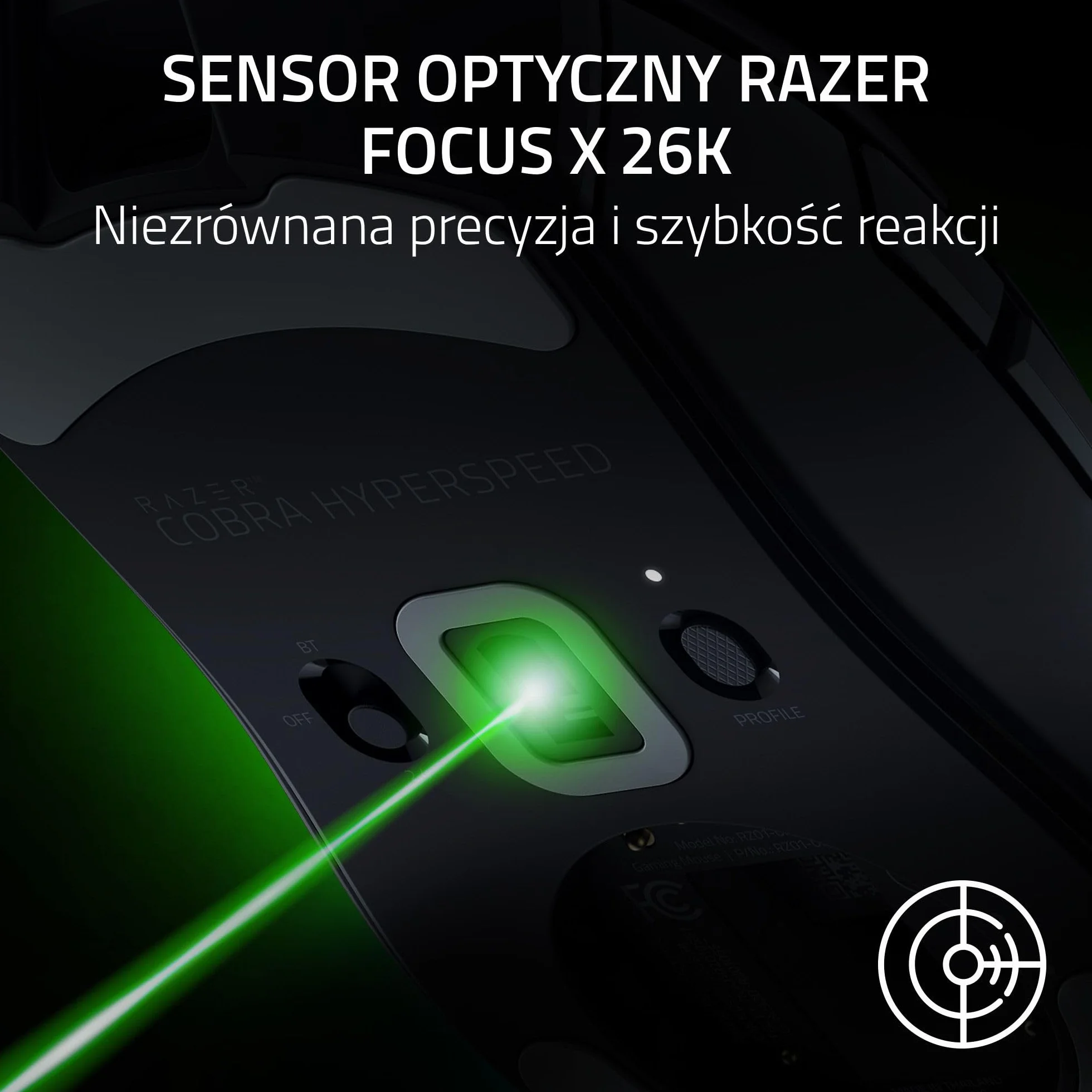 Razer Cobra HyperSpeed bezprzewodowa mysz do gier 62g 26K dpi 1000 Hz Bluetooth Czarny