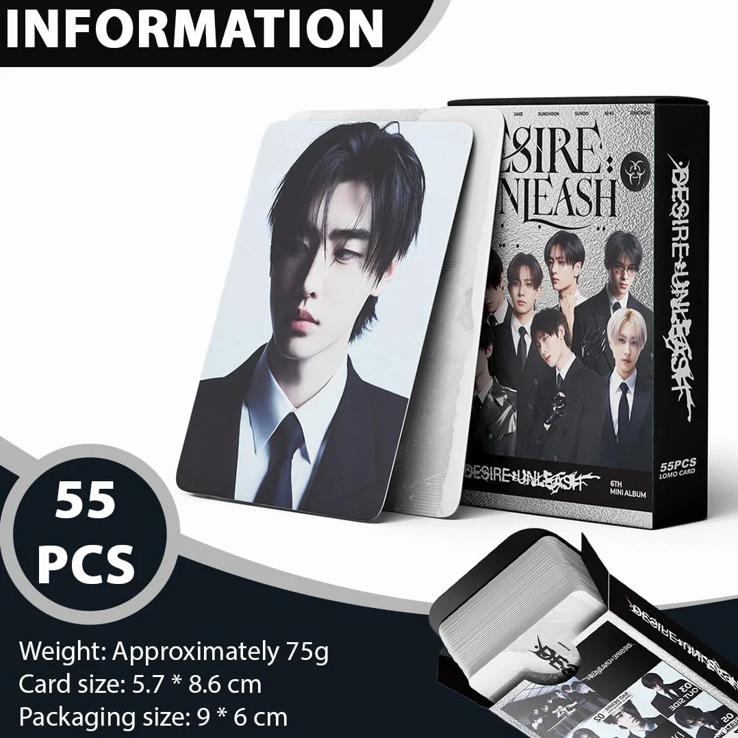Kpop Karty Enhypen Photocards 55 szt., karty Lomo, merch albumu Enhypen dla fanów (B)