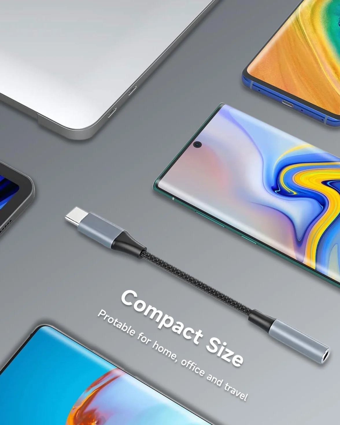 Adapterów Audio USB C do Gniazda 3,5 mm, Adapter Typu C do Gniazda Słuchawkowego Nylonowy Adapter Typu C do Aux USB C dla iPhone'a 17 16 15 Samsung Galaxy Pixel, HUAWEI, Xiaom, iPad