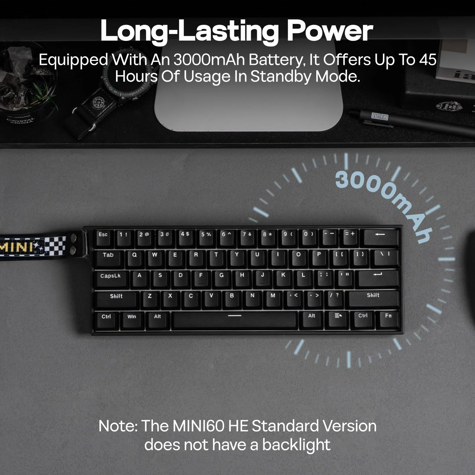 EPOMAKER Aula MINI60 HE klawiatura do gier z efektem Halla, 2.4GHz/BT, częstotliwość odczytu 8K Hz, SOCD i DKS, regulowane działanie i szybki spust, klawisze PBT, 60% bezprzewodowa klawiatura