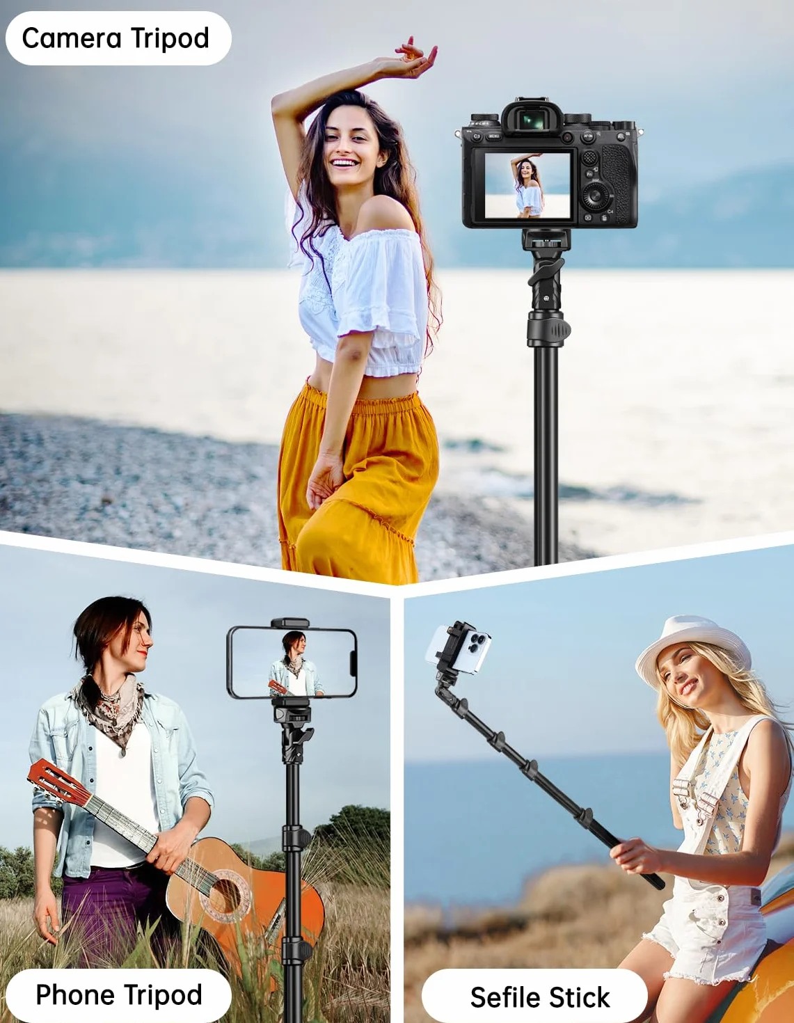 Nineigh Stojak na telefon 180cm, wysuwany statyw do selfie z uniwersalnym uchwytem na telefon, przenośny statyw do telefonu komórkowego kompatybilny z iPhone Android