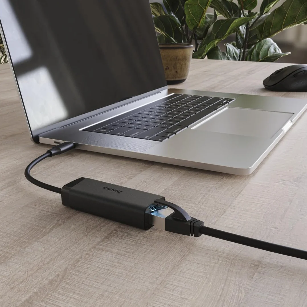Hama Adapter USB-C do RJ45/LAN 2.5 Gbps, Przejściówka Ethernet, Szybka i Stabilna Transmisja, Elastyczny i Trwały, Ekologiczny