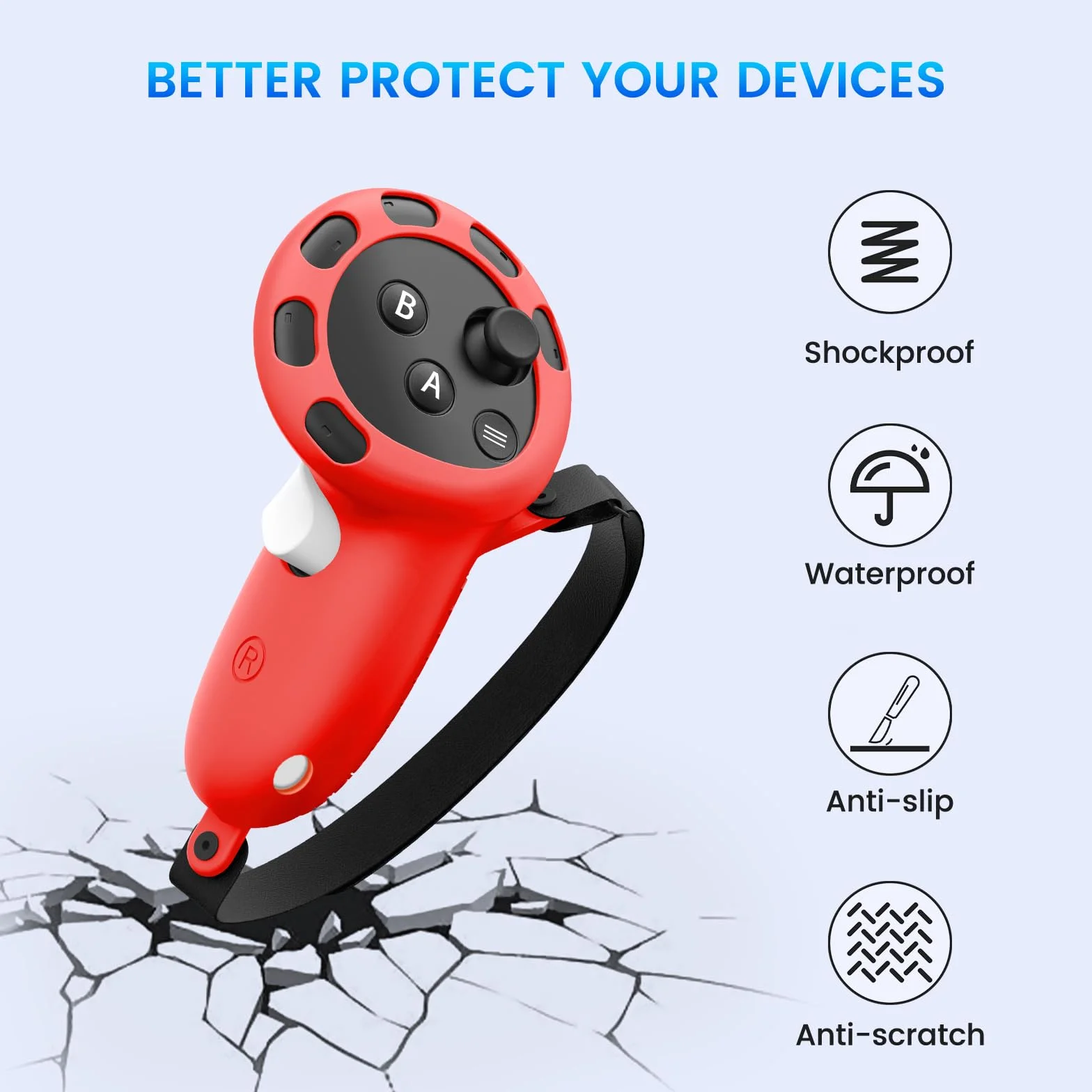 6 szt. Zestaw etui ochronnych Osłona powłoki Osłona uchwytu kontrolera Osłona twarzy Osłona obiektywu Osłony joysticka dla Oculus/Meta Quest 3 (czerwone)