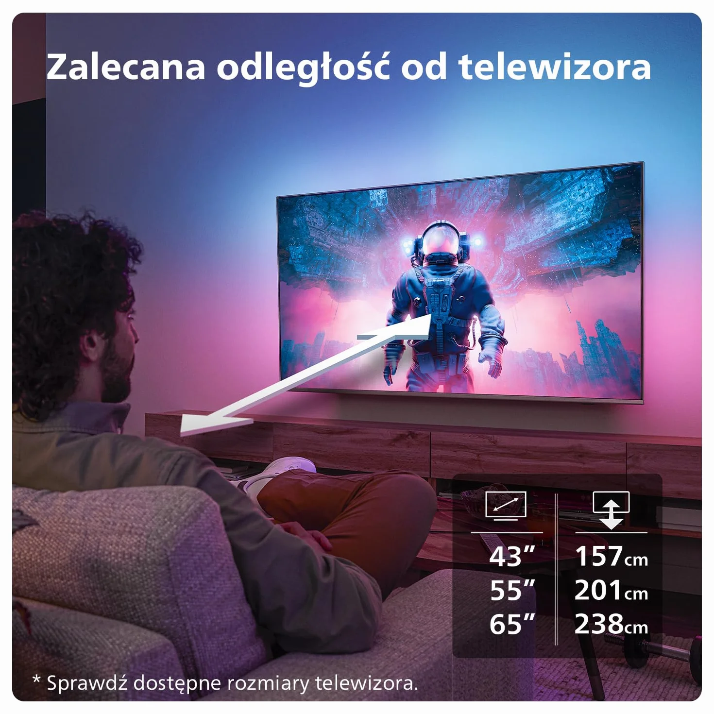 Philips Ambilight TV 43PUS8109 4K LED Smart TV 43-calowy z technologią Pixel Precise Ultra HD, platformą Titan OS i dźwiękiem Dolby Atmos, który współpracuje z asystentami Alexa i Google