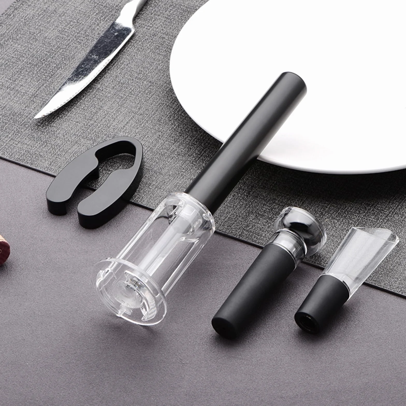 Zestaw Otwieracza z Ciśnieniem Powietrza, Zawierać Korkociągi Pneumatyczne, Nóż do Folii, Próżniowy Korek i Nalewak, Przenośny i Trwały na Restauracja, Dom, Prezent dla Miłośników Wina