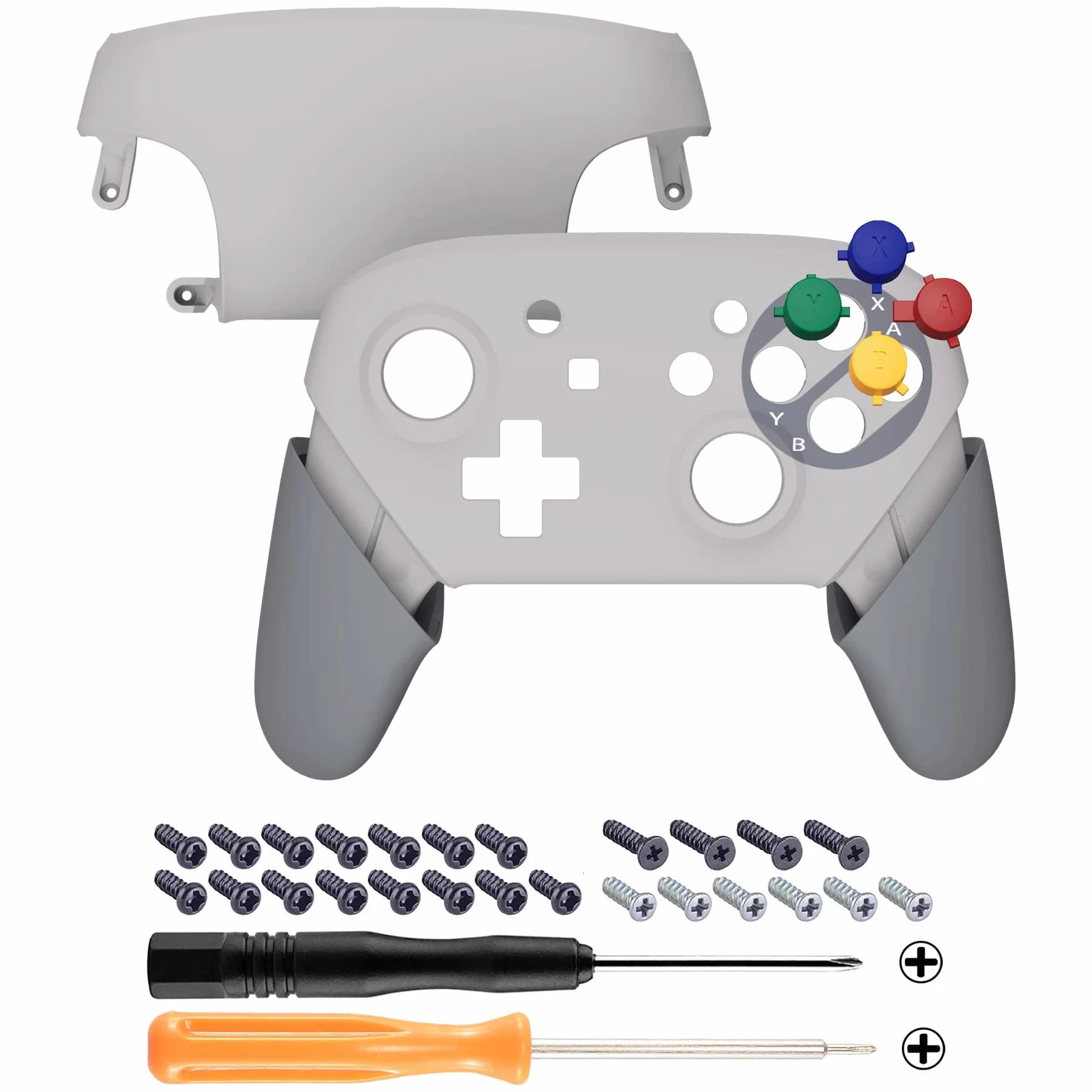 eXtremeRate SFC SNES Classic EU Faceplate Backplate Handles dla NS Switch Pro Controller, Soft Touch DIY Wymiana Grip Housing Shell Cover