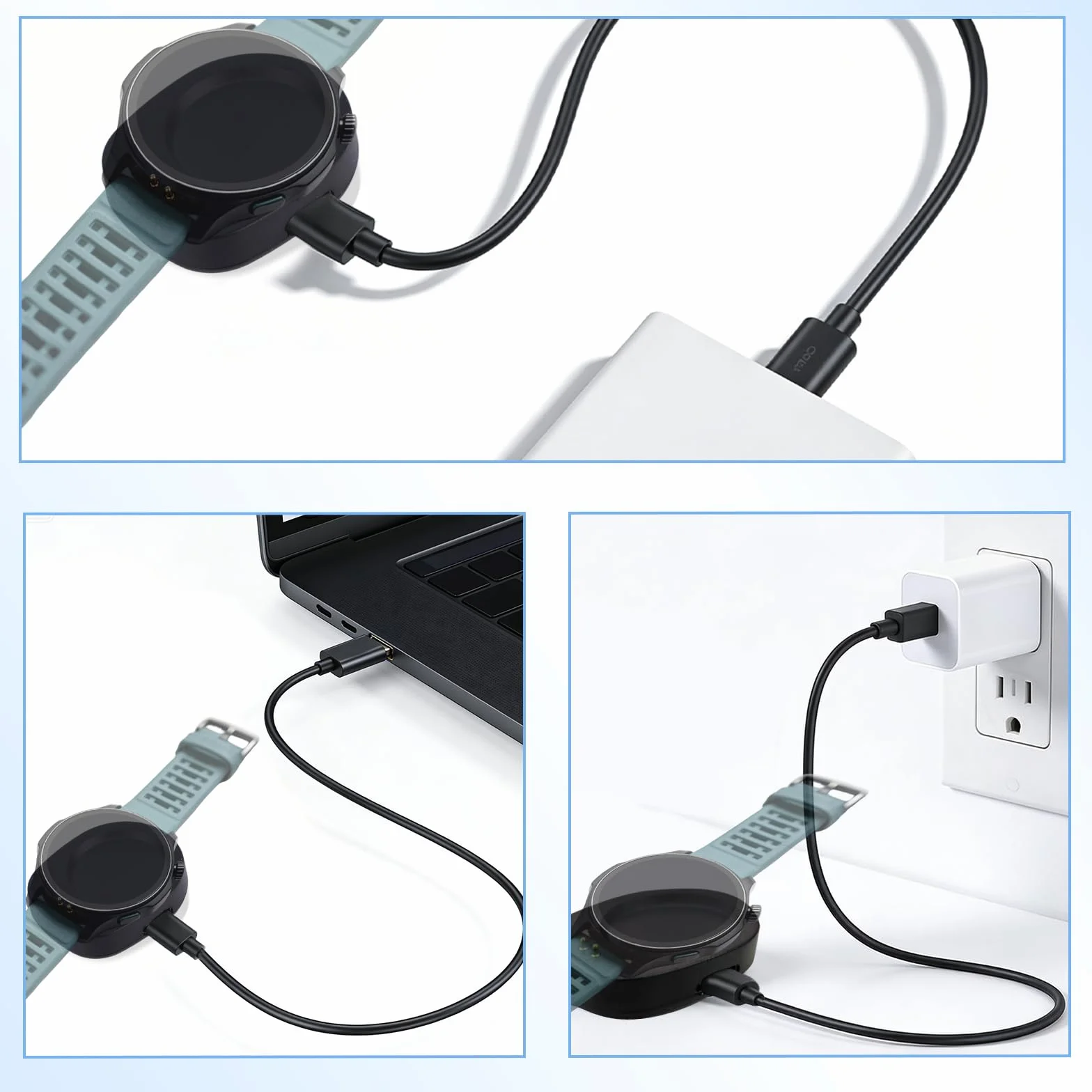 2 Sztuki Adapterów USB-C do Ładowania, Kompaktowy Magnetyczny Adapter Ładowania Smartwatchy Stacja Bazowa Zamienna do Amazfit Balance 2 T-Rex 3 Helio Strap Balance