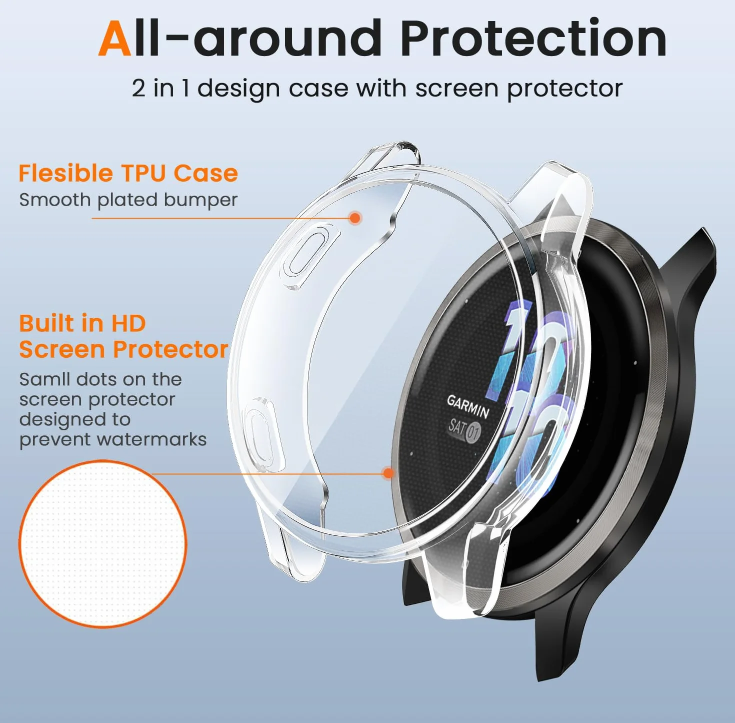ivoler 3 sztuki etui z osłoną ekranu do Garmin Vivoactive 4 45 mm / Garmin Venu 2 45 mm, pełne etui ochronne z miękkiego TPU, cienkie, odporne na zarysowania etui (2 przezroczyste i 1 czarne)