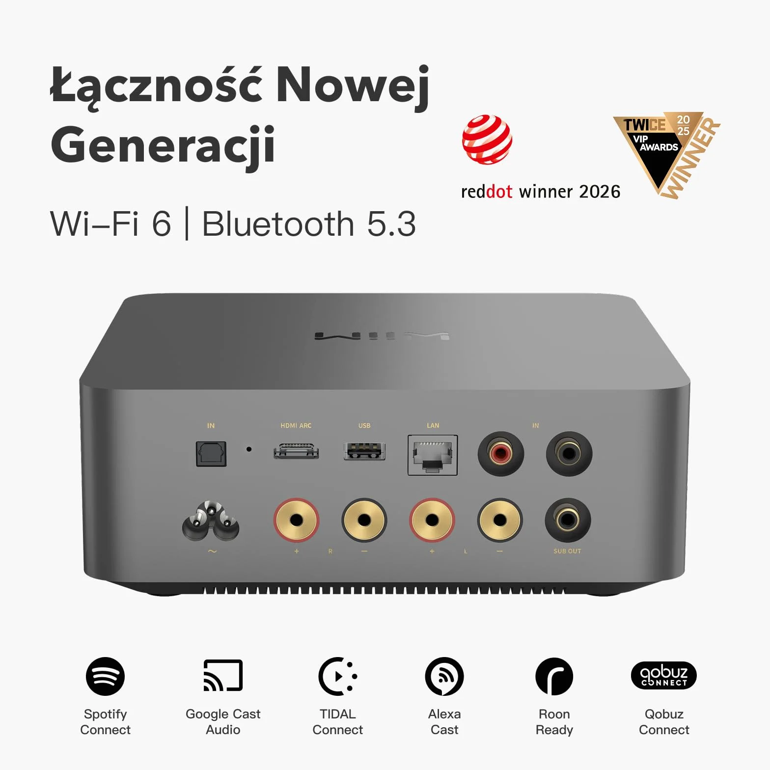 WiiM Amp Ultra z Voice Remote 2 | 100W Wzmacniacz Strumieniowy z DAC ESS ES9039Q2M&Podwójnymi Wzmacniaczami TI TPA3255 | Wbudowany Korektor RoomFit&Ekran Dotykowy| Wejścia HDMI ARC, Optyczne&RCA|Szary