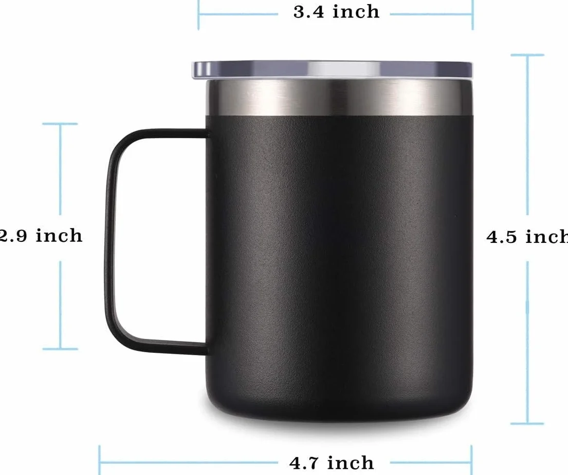 Kubek do kawy 355 ml z uchwytem, podwójna ścianka ze stali nierdzewnej izolowany kubek Lowball utrzymuje ciepło i zimno (granatowy)