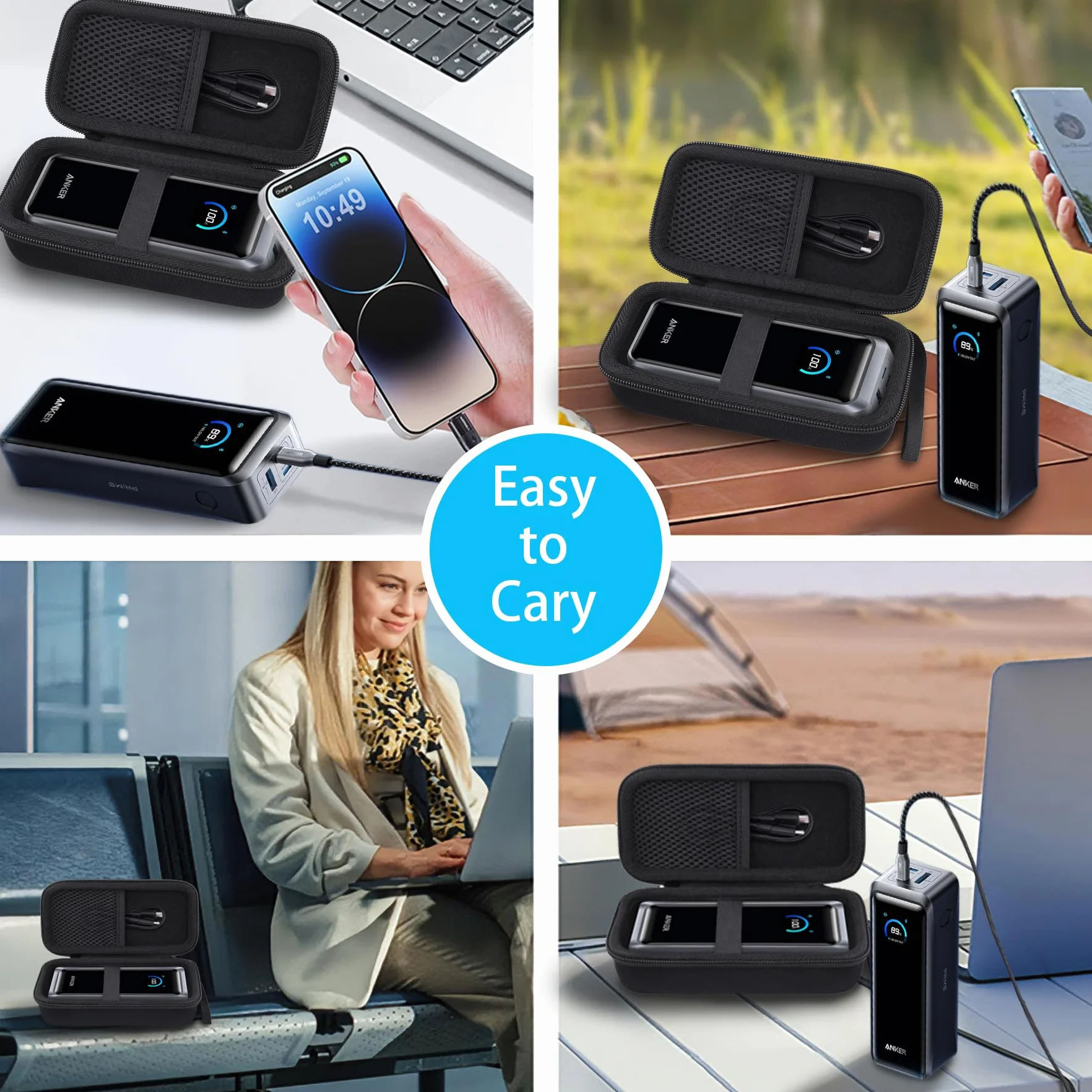 co2CREA Etui dla Anker Prime Power Bank 26,250mAh,Osłona podróżna do przechowywania przenośnej ładowarki Anker 26K 300W A110A,Tylko etui