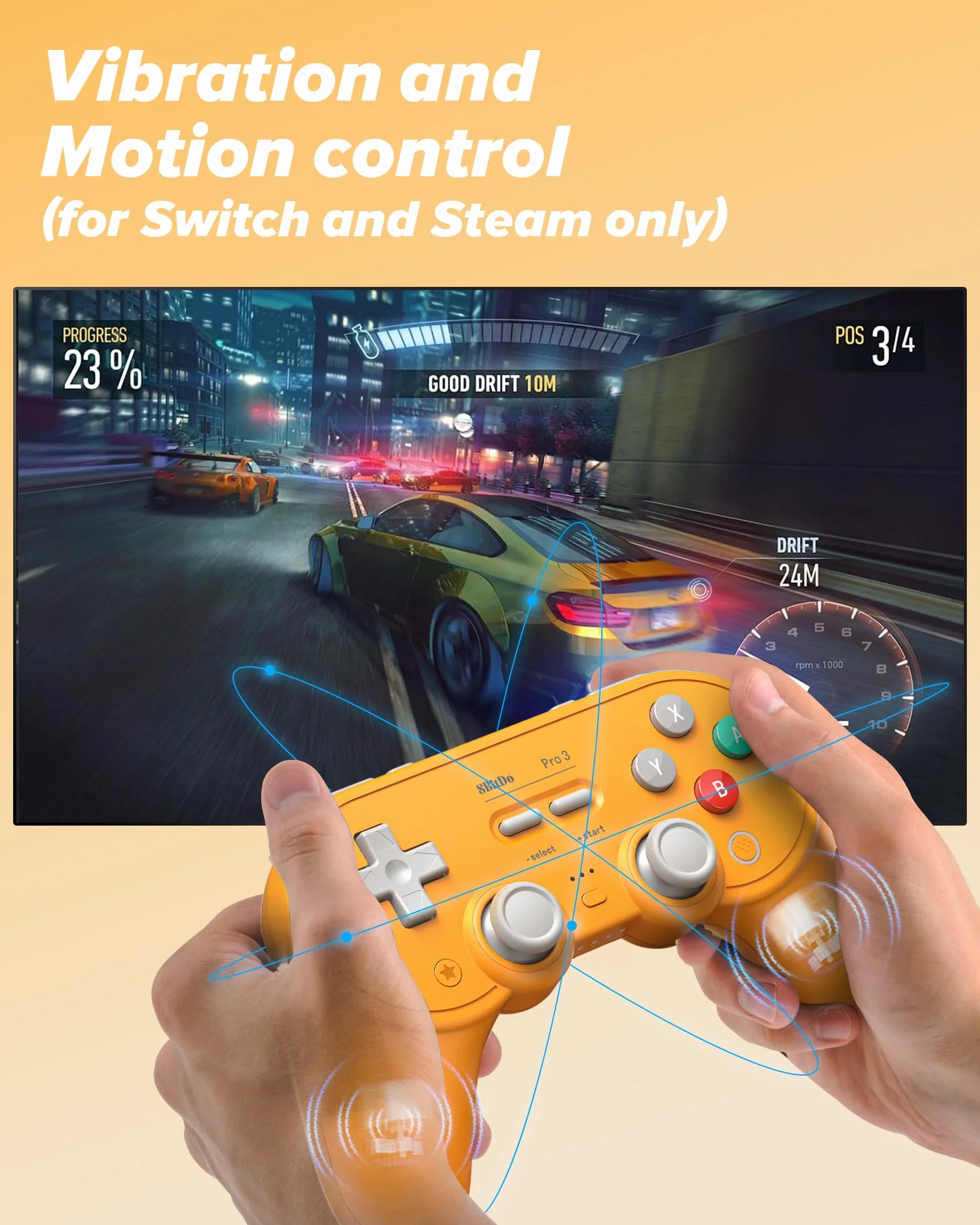 8Bitdo Pro 3 Kontroler Bluetooth TMR Joystickami Wymiennymi Przyciskami ABXY Stacją Ładującą do Switch Windows Apple SteamOS Android