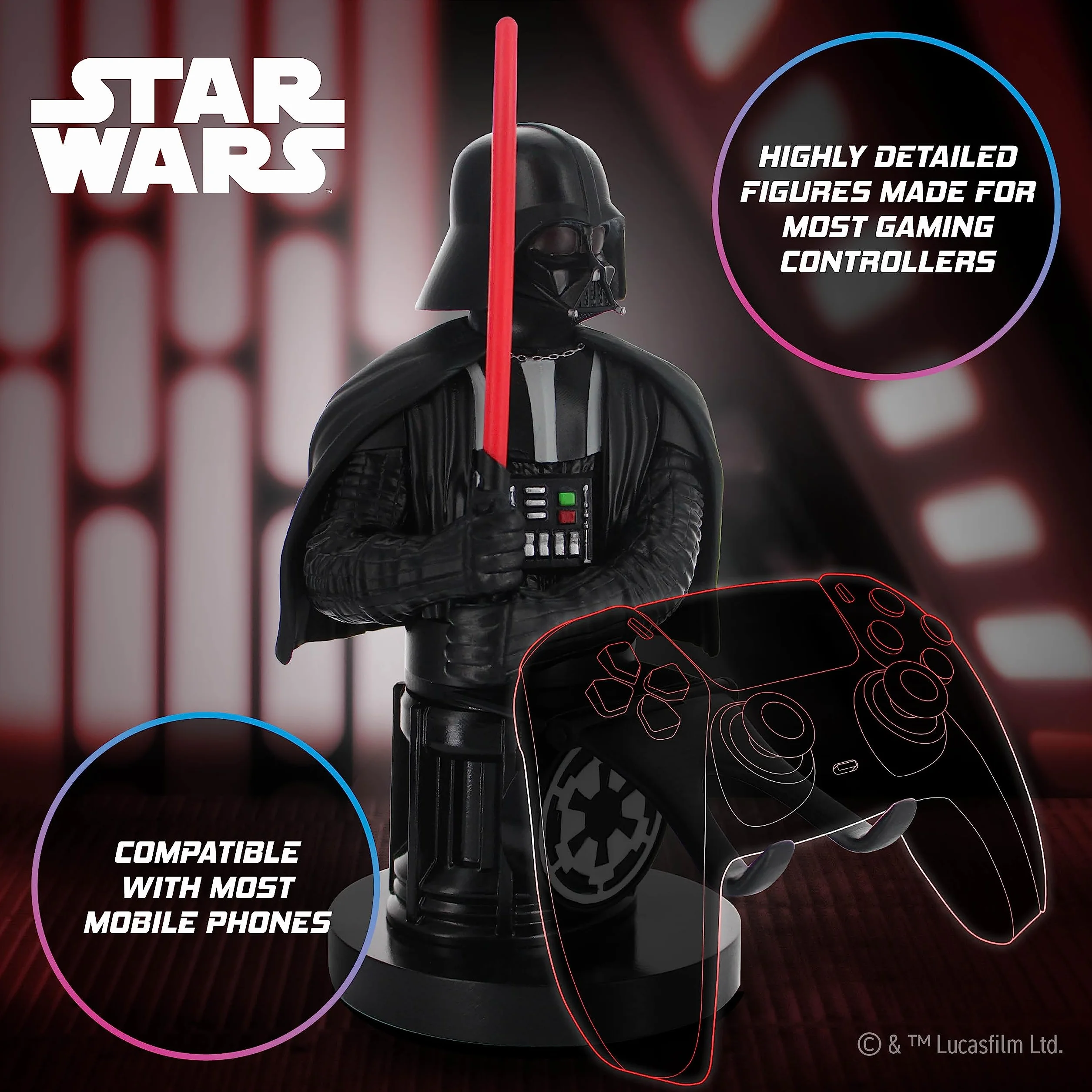Cable Guys - Star Wars Darth Vader A New Hope Gaming Accessories Holder & Phone Holder for Controller (Xbox, Play Station, Nintendo Switch) & Phone (Iphone, Samsung Galaxy, Google Pixel)
