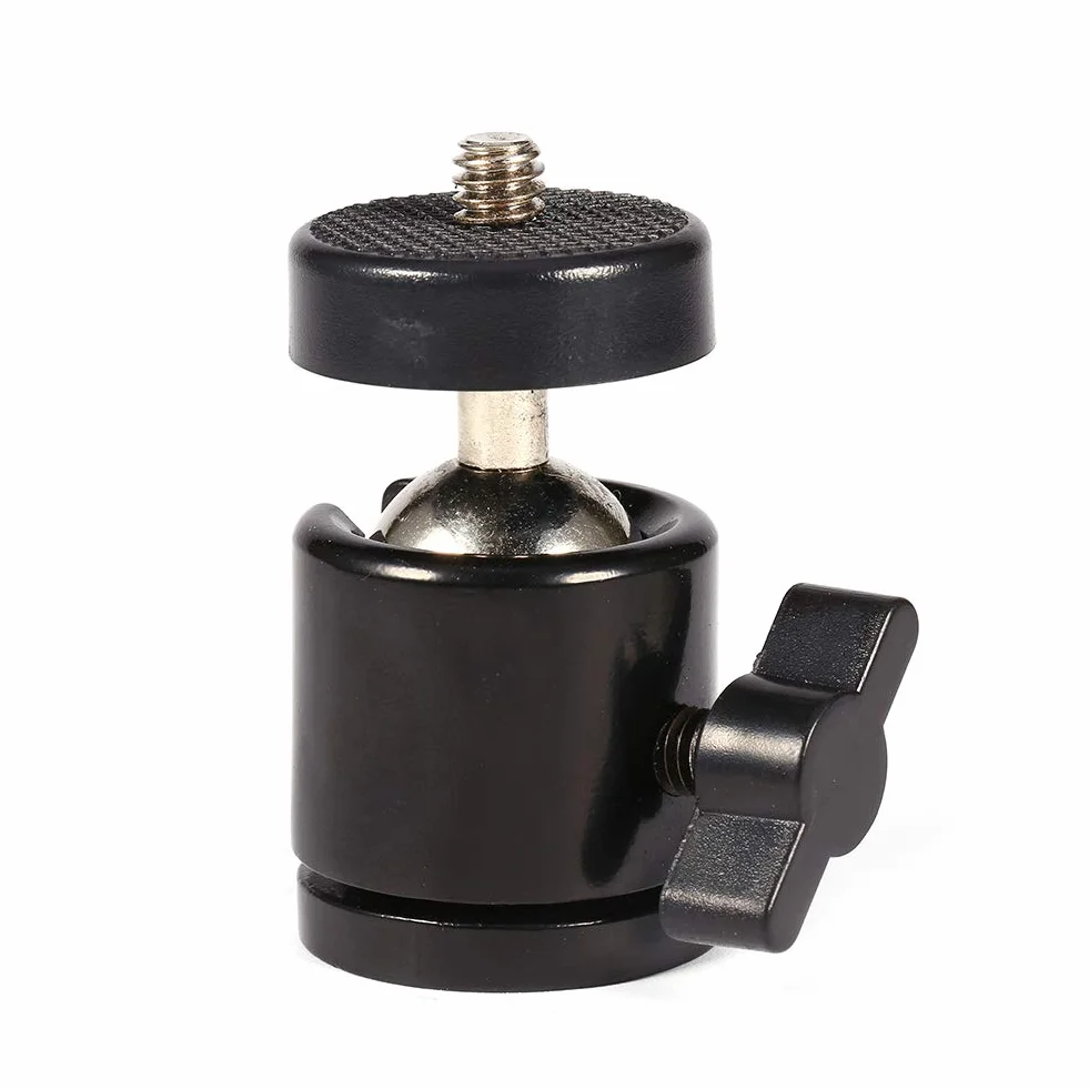 Głowica kulowa 360 stopni, Mini uchwyt kulowy 360° do statywu do aparatu 1/4 cala i 3/8" Flash Support