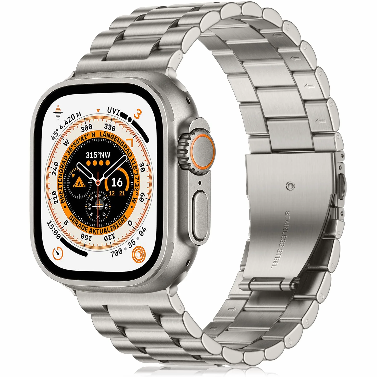 Netolo Metalowy pasek do zegarka Apple Watch 49 mm, 45 mm, 44 mm, 42 mm, 41 mm, 40 mm, 38 mm, pasek ze stali nierdzewnej, kompatybilny z Apple Watch SE SE 2 / iWatch serii 9, 8, 7, 6, 5, 4, 3, 2, 1