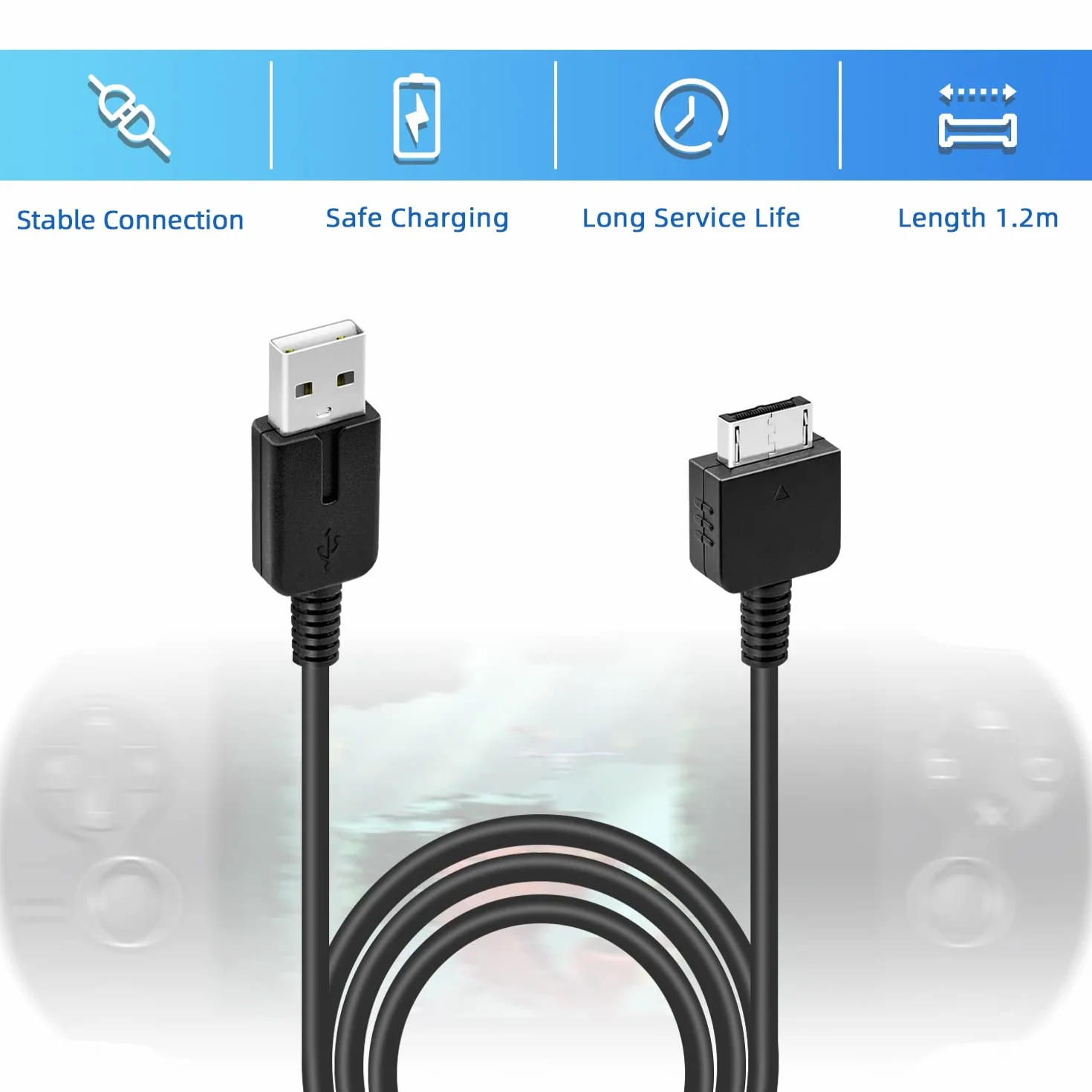Mcbazel 2 pack PS Życie kabel do transmisji danych USB kabel zamienny do ładowarki kompatybilny z Sony PS Vita, PS Vita 1000-1.2M