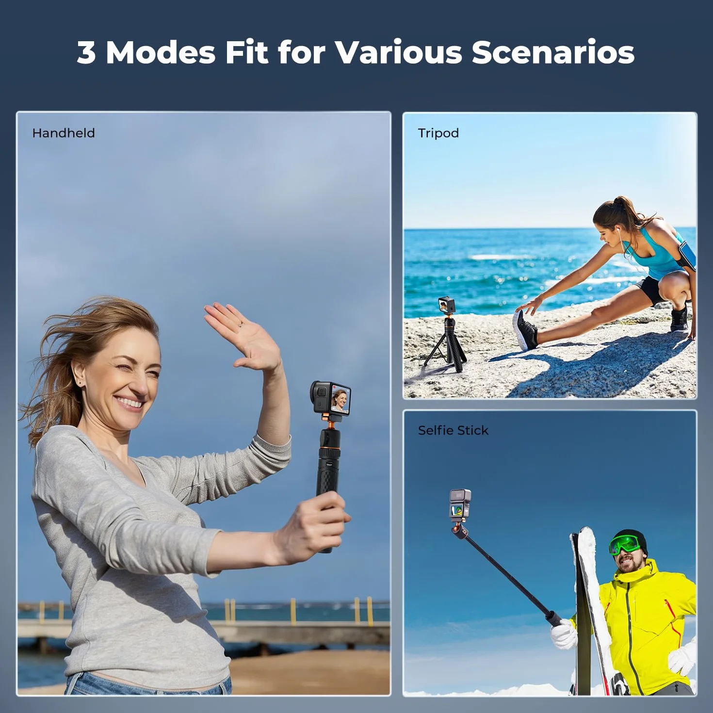 K&F CONCEPT Mini statyw do selfie 65 cm do Osmo Nano/Osmo Action 6, magnetyczne szybkie zapięcie, głowica kulowa 360°, wysuwany stojak i akcesoria (180 g, składany do 21 cm)