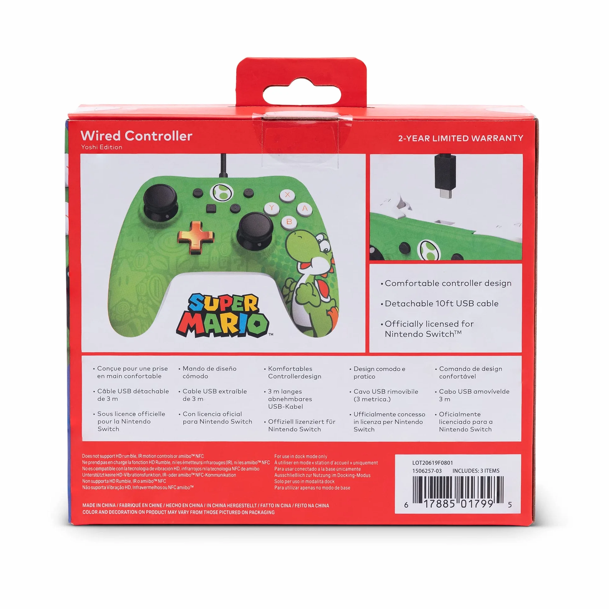 Kontroler przewodowy PowerA do Nintendo Switch - Yoshi, Gamepad, kontroler gier, kontroler przewodowy, oficjalna licencja