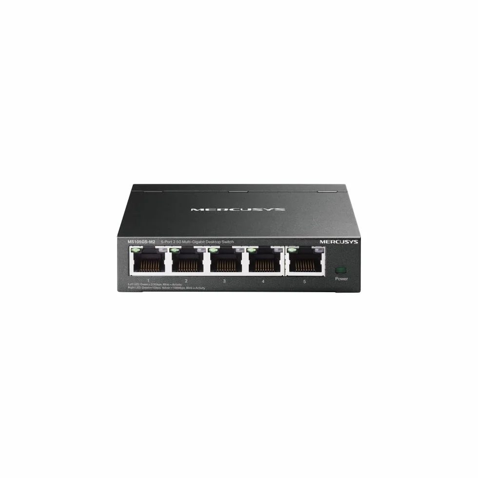 TP-Link Mercusys MS105GS-M2 przełącznik Ethernet 2.5 Gigabit 5-portowy, wiązka bez użycia kabli, Plug & Play, cicha funkcja, idealny do domu, biura, gier, punktu dostępowego WiFi 6, do montażu na