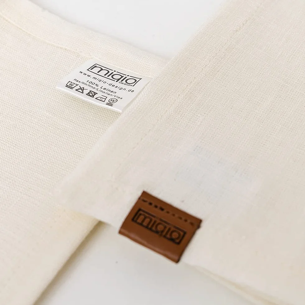 Miqio Design Leinenservietten 100% Leinen aus Frankreich 6er Set Stoffservietten elfenbeinfarben