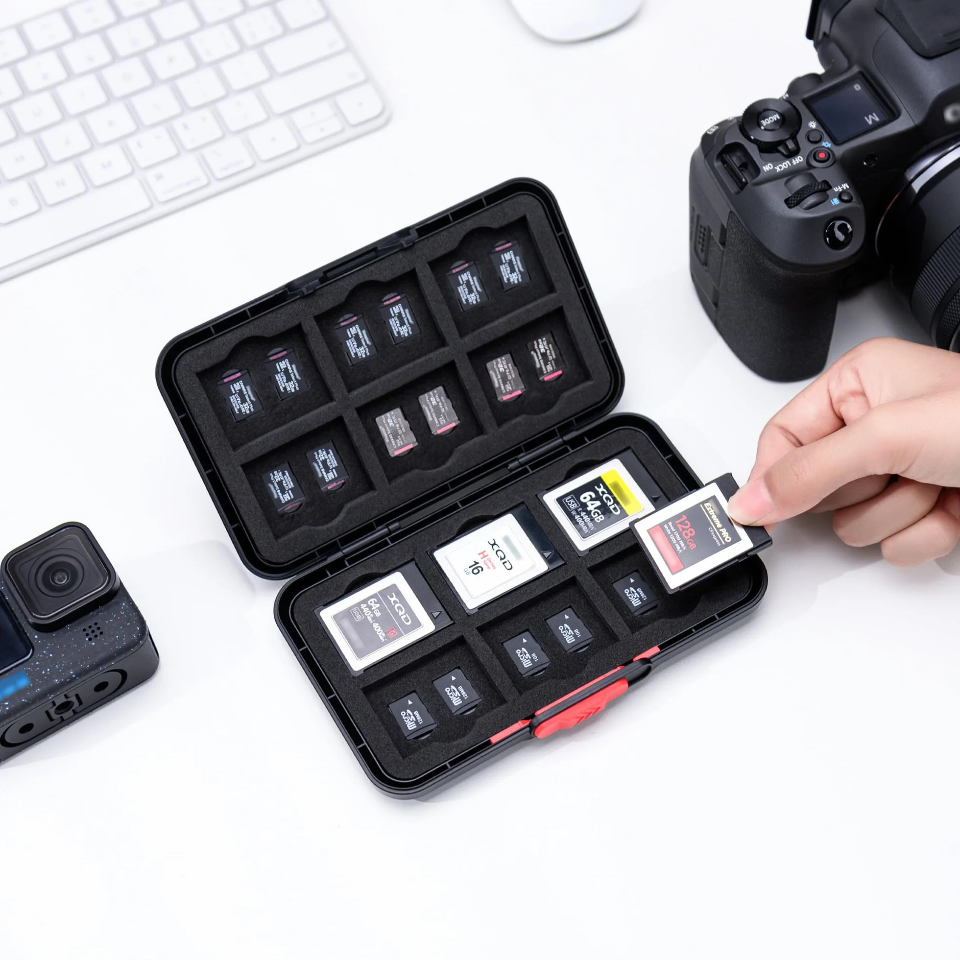 Pop Up Style XQD Cfexpress etui na karty typu B, 36 przegródek na karty pamięci, portfel na 12 kart XQD Cfexpress typu B i 24 karty Micro SD SDXC SDHC TF MSD, przenośne etui na karty pamięci microSD