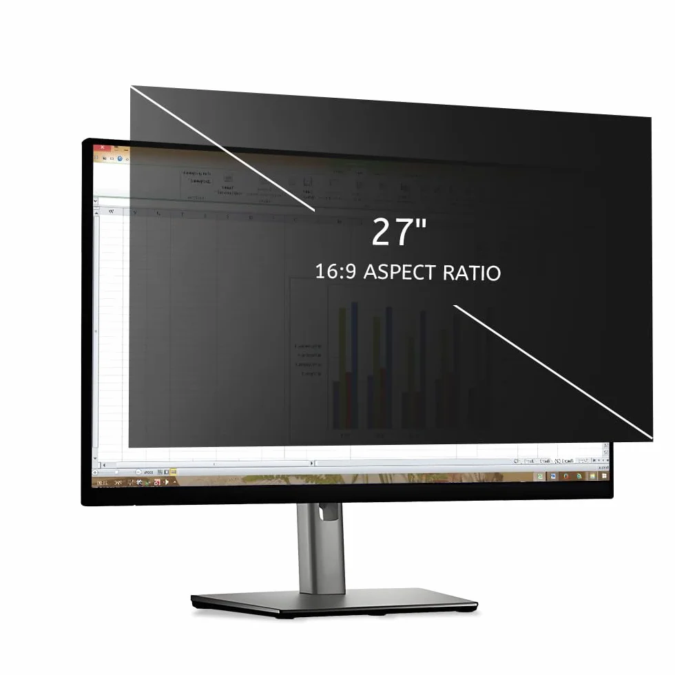 MOBDIK Filtr prywatyzujący do ekranu 27" do monitora komputerowego 16:9, nieoślepiający ekran prywatności, zdejmowana folia ochronna na ekran