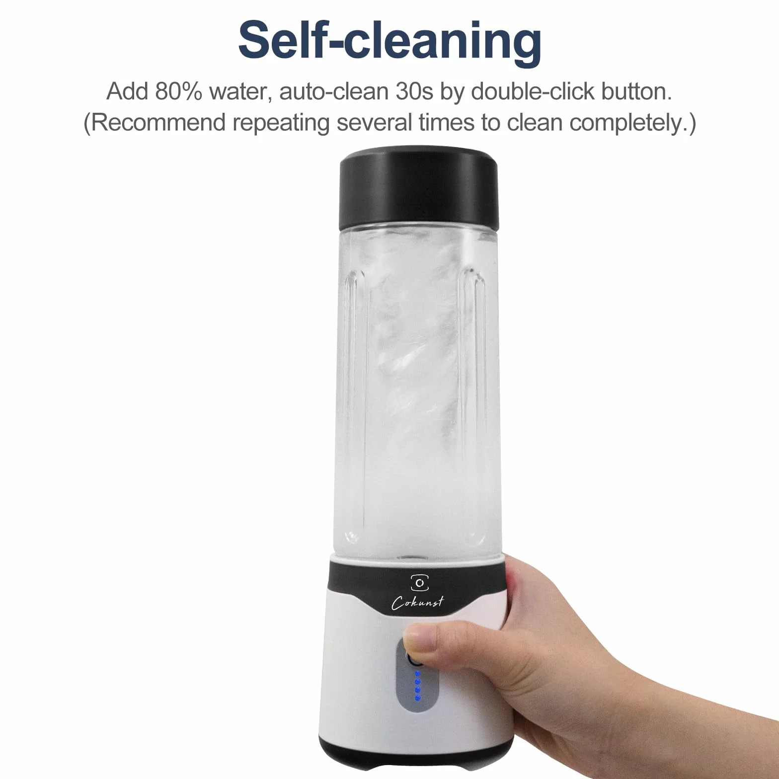 COKUNST Przenośny blender, osobisty 500 ml do smoothie i shake, mały ładowany przez USB, z wydajnymi 6 ostrzami, mini pojedynczy z dodatkową pokrywką, do podróży, siłowni,