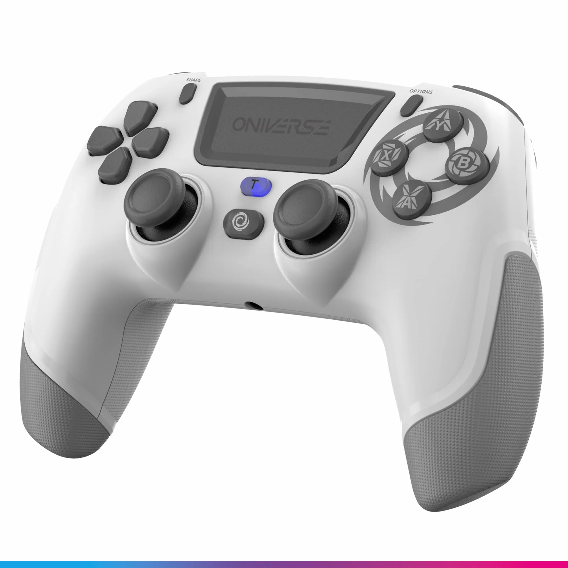 Oniverse Bezprzewodowy kontroler do PS4 PS3 PC Android iOS, joystick z efektem hali, akumulator 1000 mAh, Revolt White