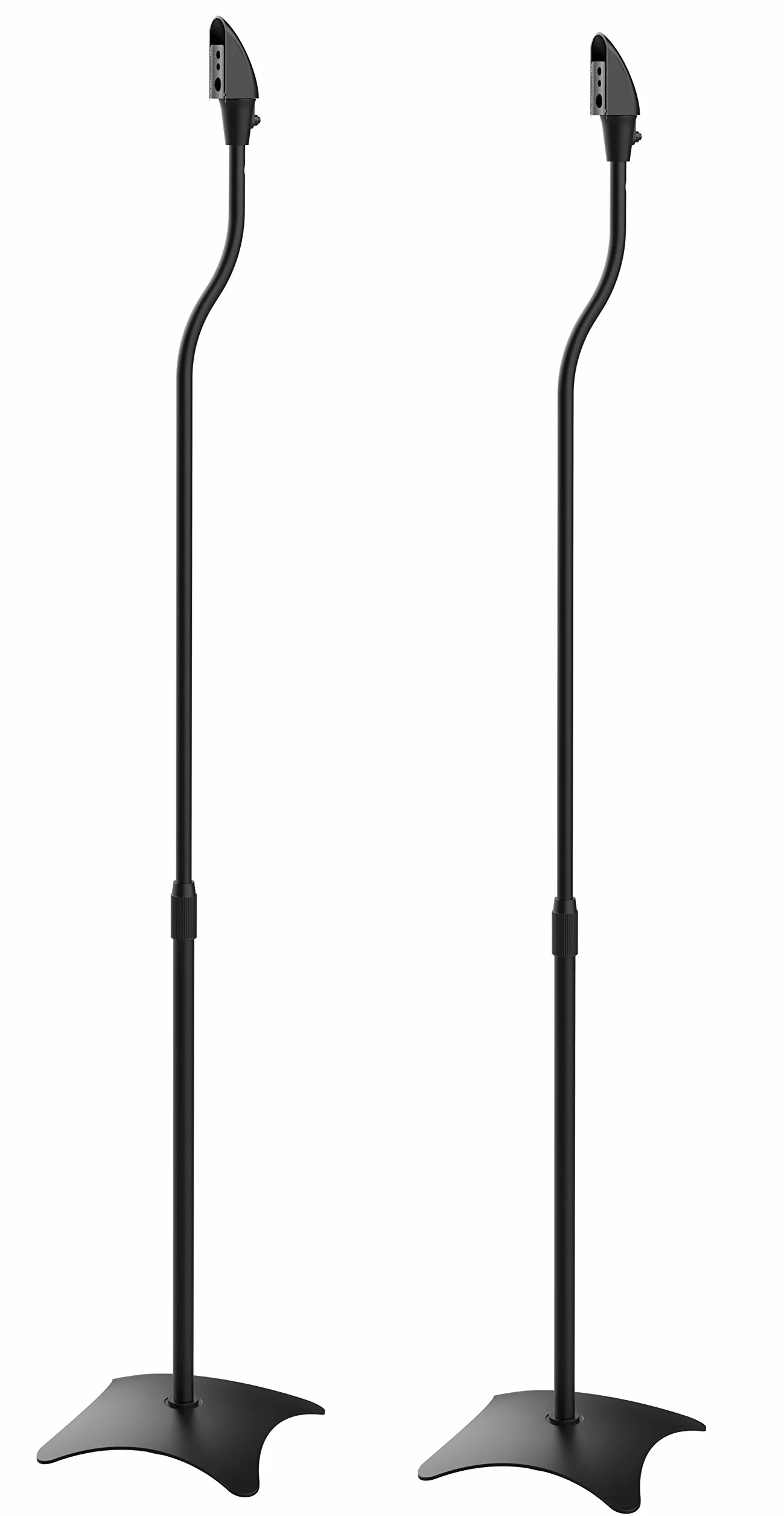 RICOO 2 x stojak na głośniki HiFi Audio, uniwersalny stojak na głośniki BH08-B z regulacją wysokości, stojak podłogowy, stojak, stojak, stojak, stojak, prowadnica kabla Czarne