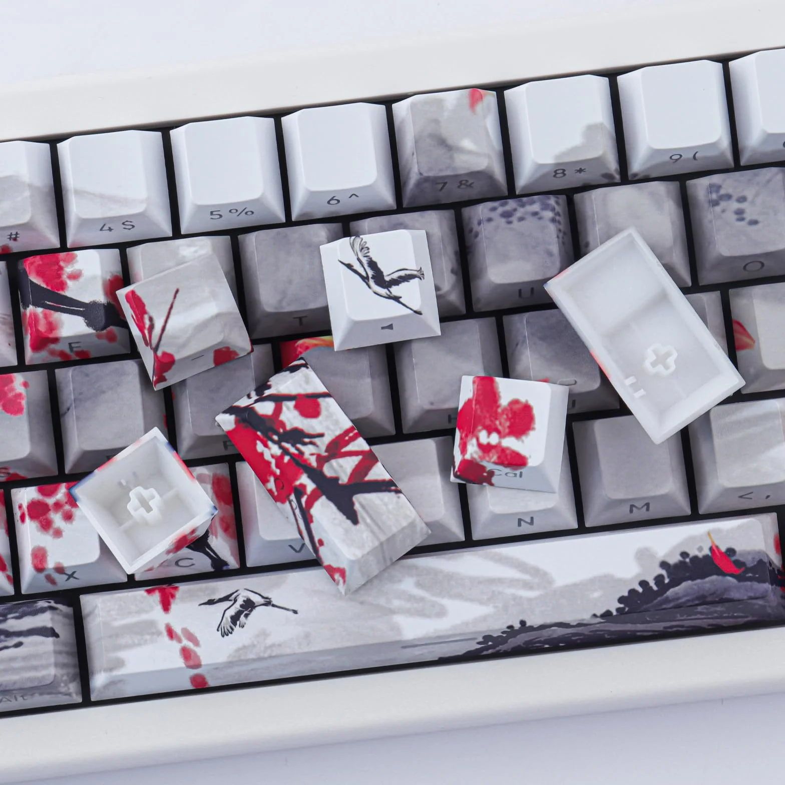 Hyekic Nasadki klawiszy PBT błyszczące nakładki na klawisze nadruk z boku litery niestandardowe nasadki na klawisze 135 klawiszy do układu ISO UK Cherry MX przełączniki klawiatury mechaniczne (profil