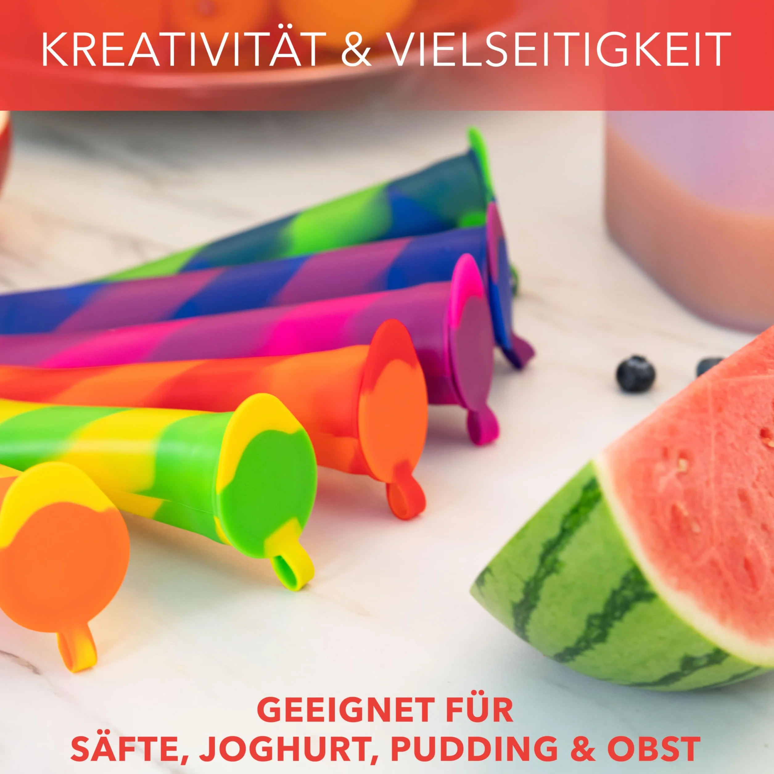 AVANA Wielokrotnego użytku formy do lodów z silikonu (6 sztuk) Formy do lodów na patyku Ice Pop Maker Formy do robienia lodów wodnych BPA Free - Kolorowe