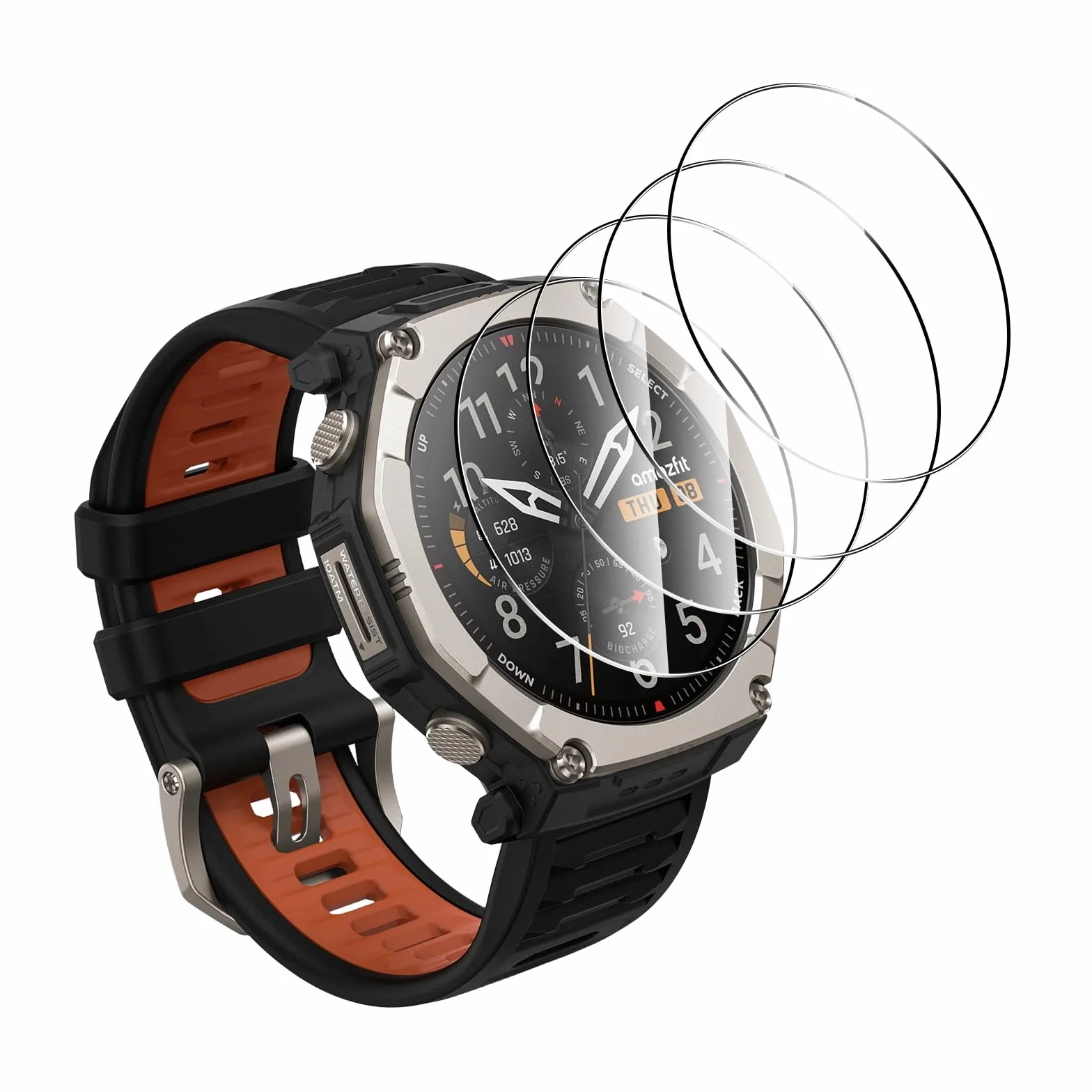 Anoowkoa Zestaw 4 ochraniaczy ekranu do Amazfit T-Rex Ultra 2 51 mm Premium Hartowane szkło ochronne osłona na ekran - bardzo łatwa instalacja