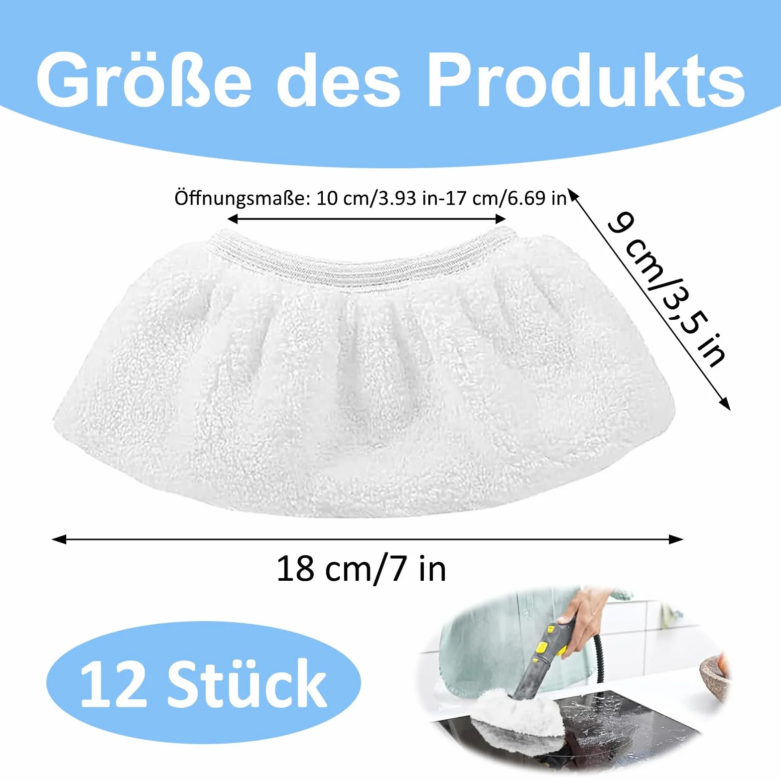 Zestaw ściereczek z mikrofibry, 12 sztuk ściereczek zapasowych, zestaw ściereczek z mikrofibry do parownic, zestaw ściereczek frotte, nadający się do prania w pralce, do akcesoriów do parownic Kärcher