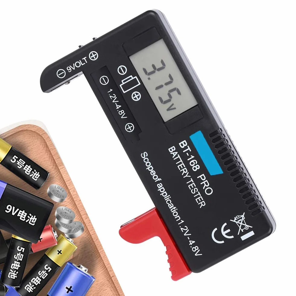 Walfront BT ‑ 168PRO Tester pojemności baterii Tester małych baterii guzikowych kontrola baterii test baterii 1,2 ~ 4,8 V 9 V cyfrowy wyświetlacz LCD