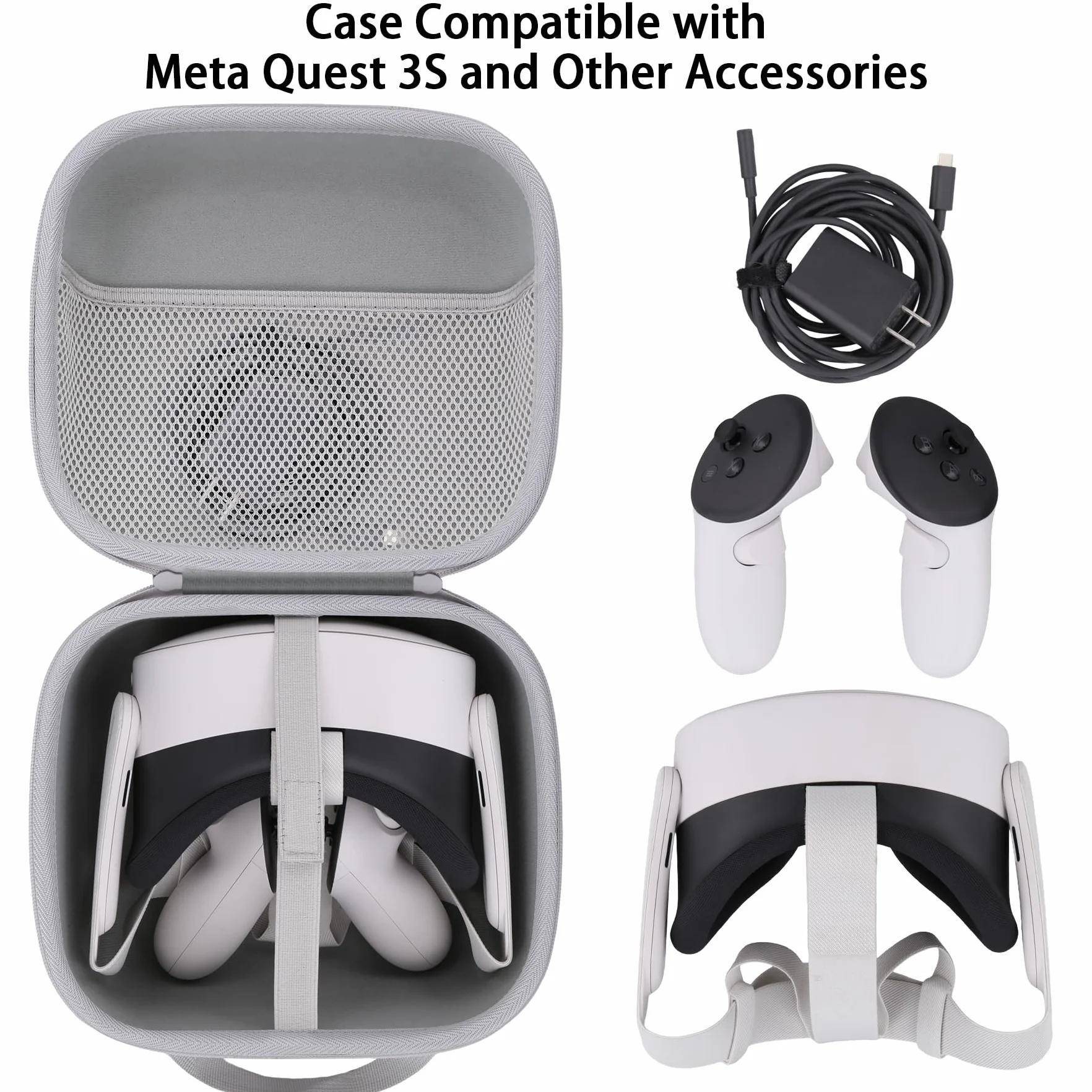 co2CREA Twarde etui ochronne na telefon komórkowy Meta Quest Pro/Meta Quest 3/Meta Quest 3S All-in-One VR Gaming Headset, biały, für Meta Quest 3S, casual