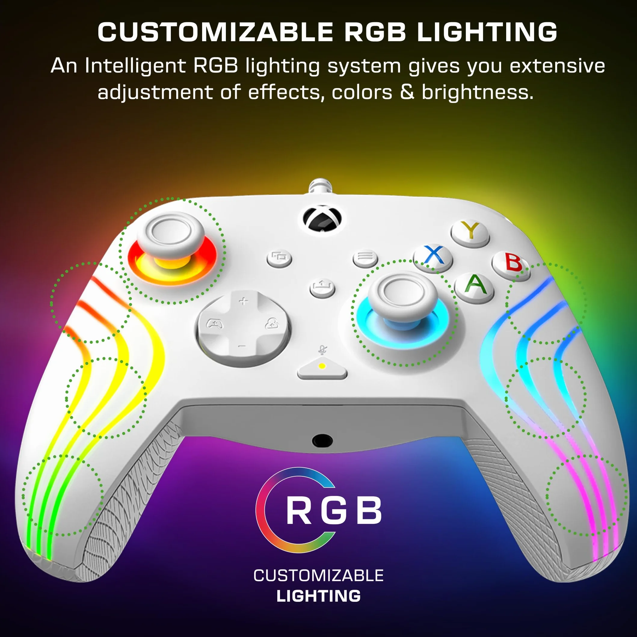 Turtle Beach Afterglow Wave przewodowy kontroler RGB biały dla Xbox Series X/S, Xbox One, Windows