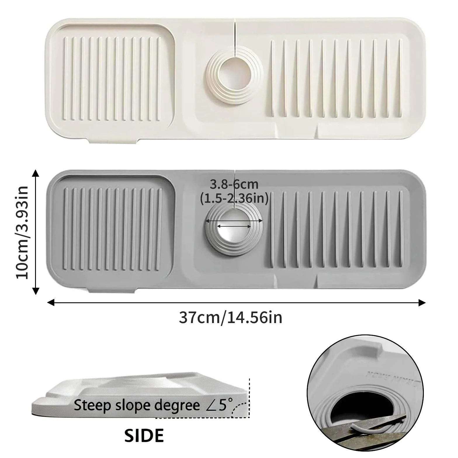 Mata podłogowa okrzemkowa 37 x 10 cm ochrona przed wodą do kuchni łazienki beżowy szary