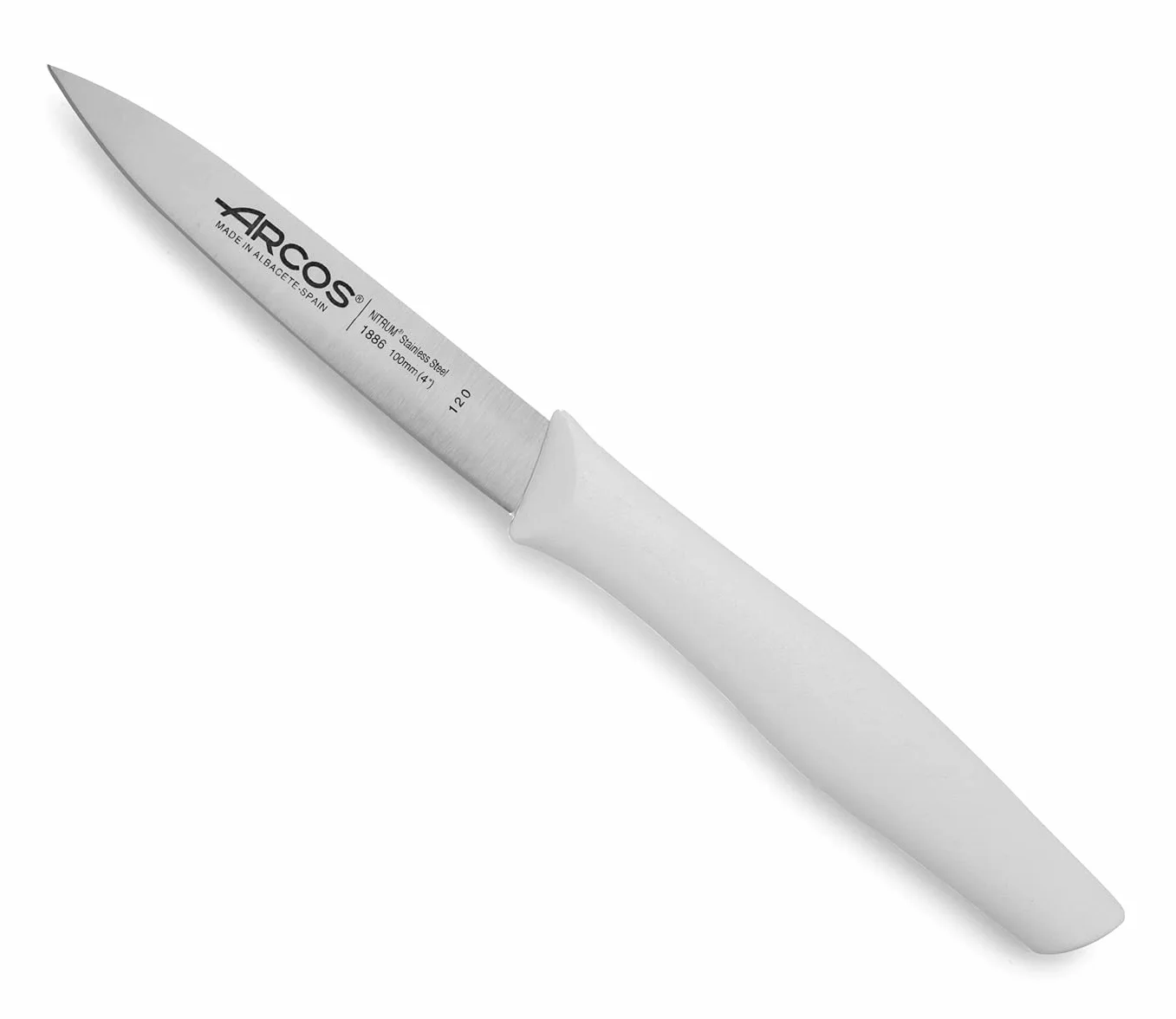 Arcos 188624 nóż obierający nova, ostrze 100 mm, stal nierdzewna 18/8, uchwyt polipropylenowy biały