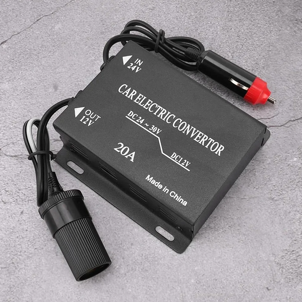 DollaTek Konwerter 24 V na 12 V samochodowy konwerter zasilania z wtyczk? do gniazda zapalniczki samochodowej do systemu monitorowania radiowego LED w samochodzie -20A