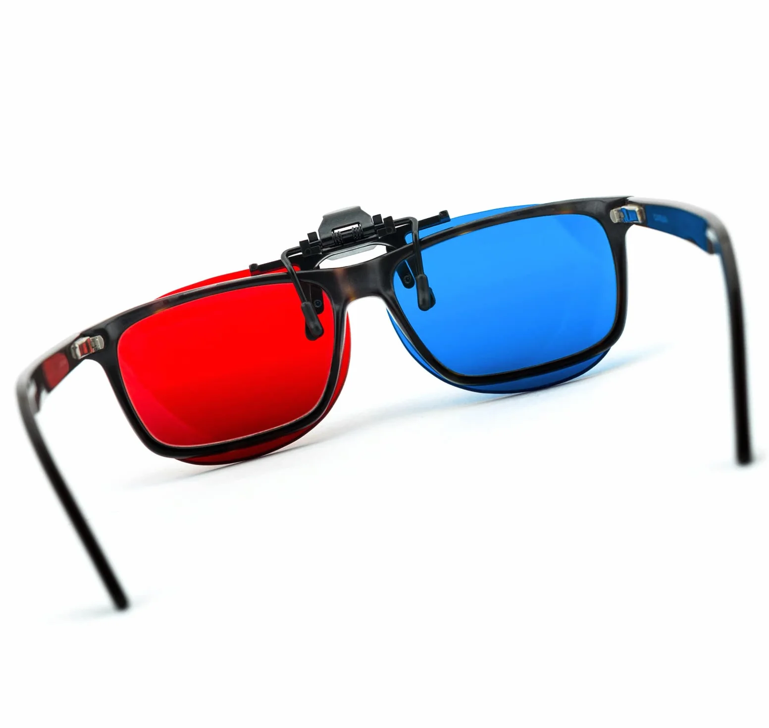 Okulary 3D czerwono-niebieskie Clip-On dla osób noszących okulary czerwony/cyjan (okulary anaglifowe 3D) gry komputerowe itp.