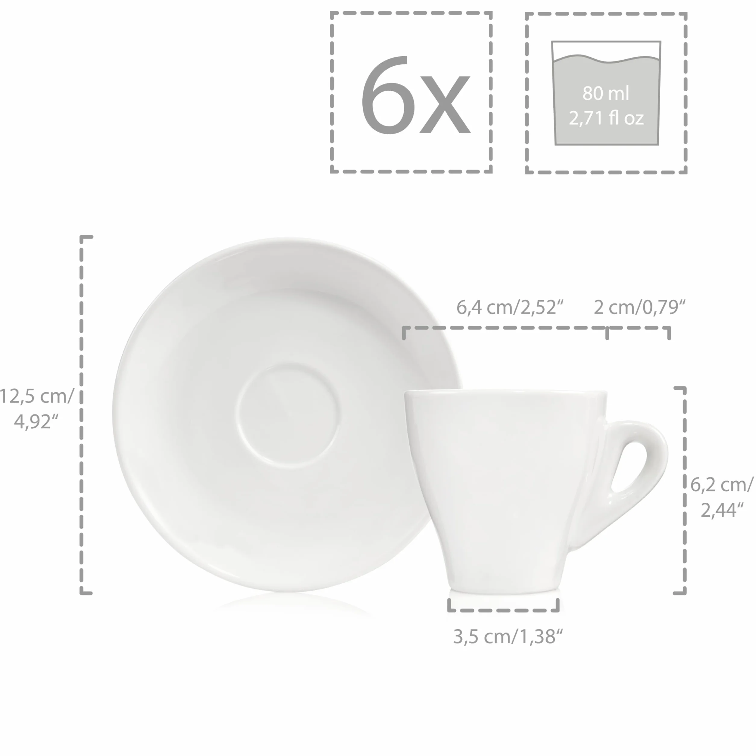 Sänger Kubek do espresso New Port dla 6 osób, zestaw 12 sztuk, kolekcja premium